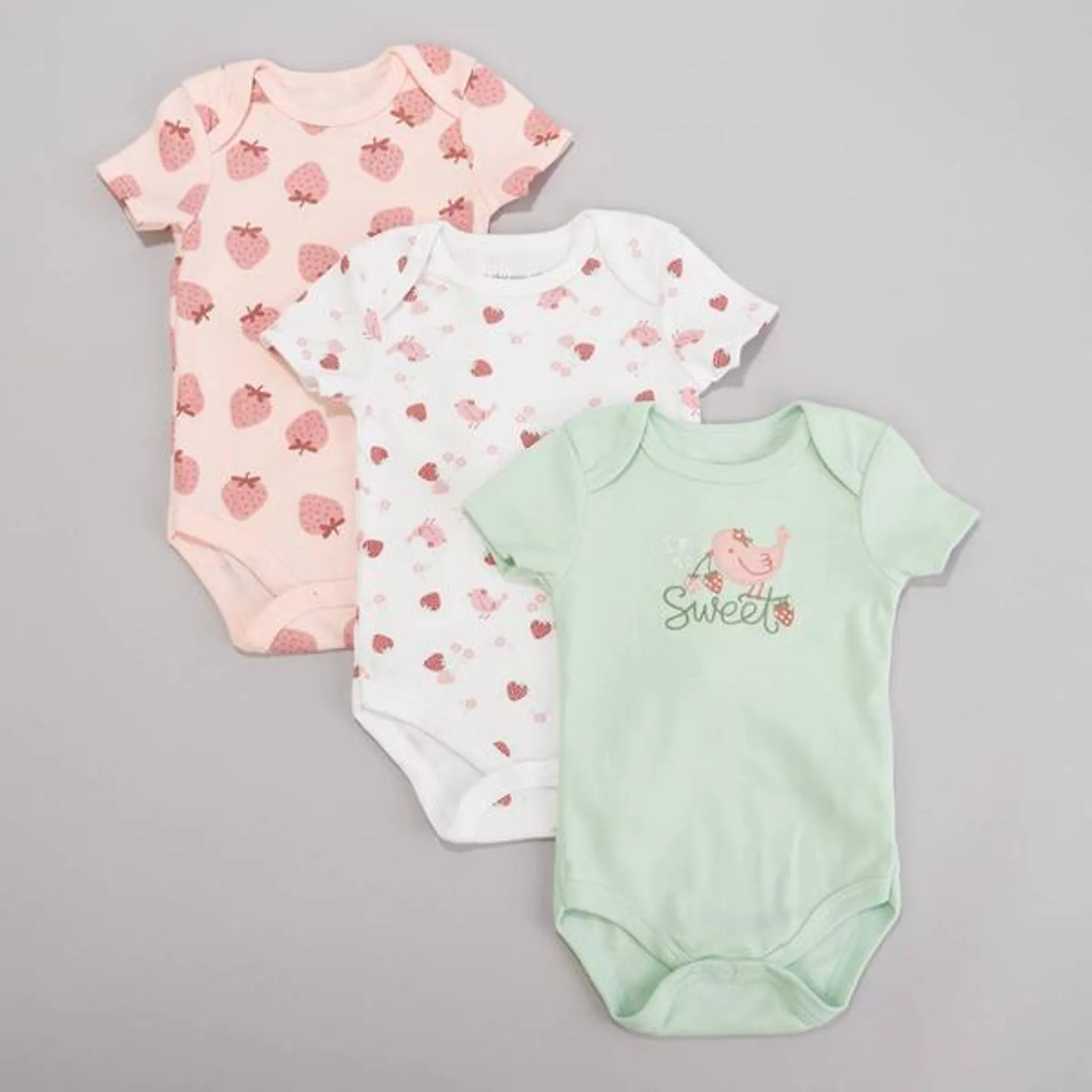 Baby Girl (NB-9M) baby views® 3pk. Sweet Strawberry Bodysuits