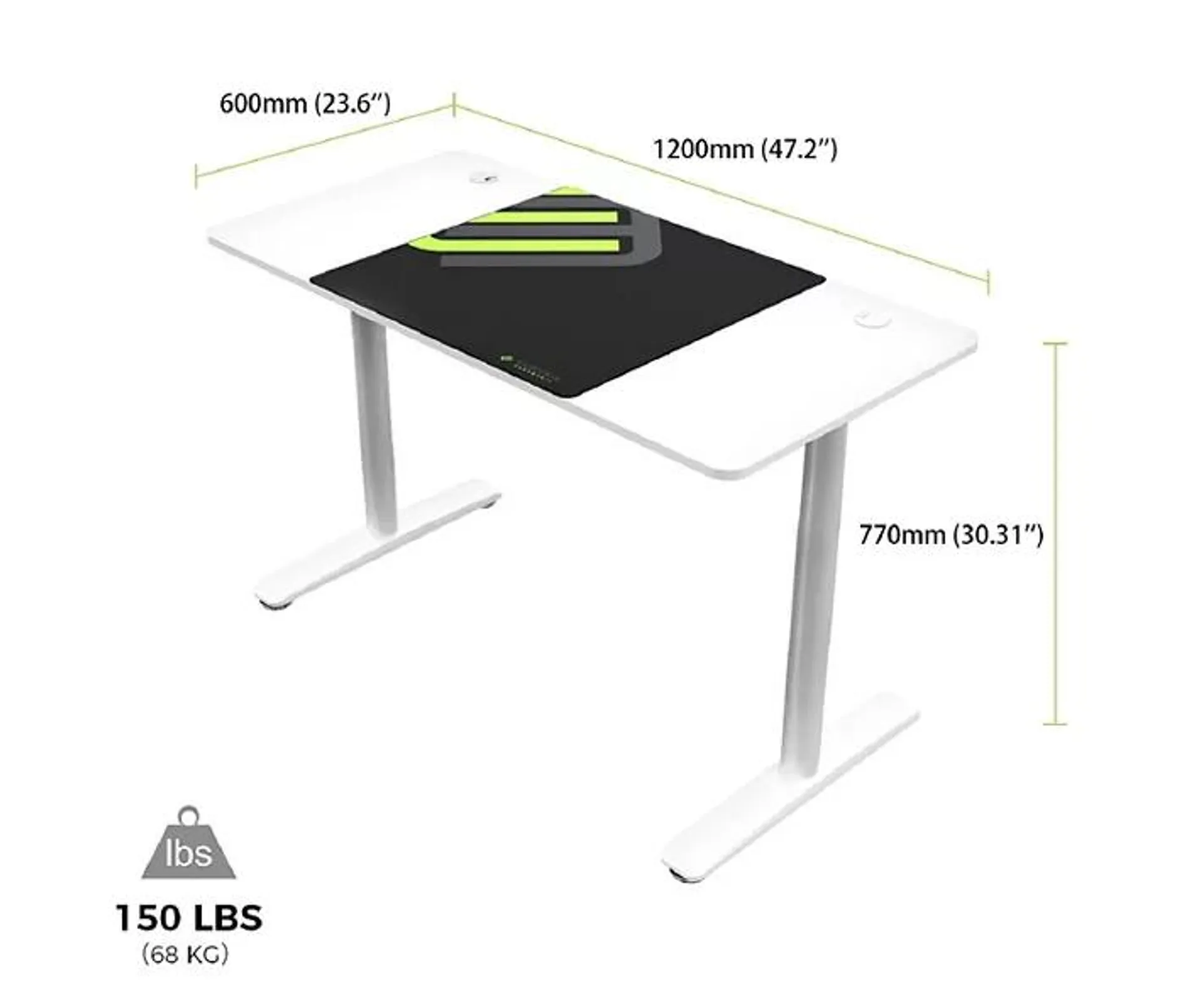 White Mechanical Ergonomic Gaming Desk