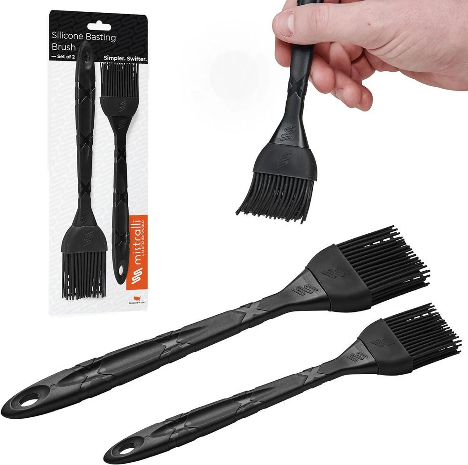 2-Piece Black Silicone Pastry Brush