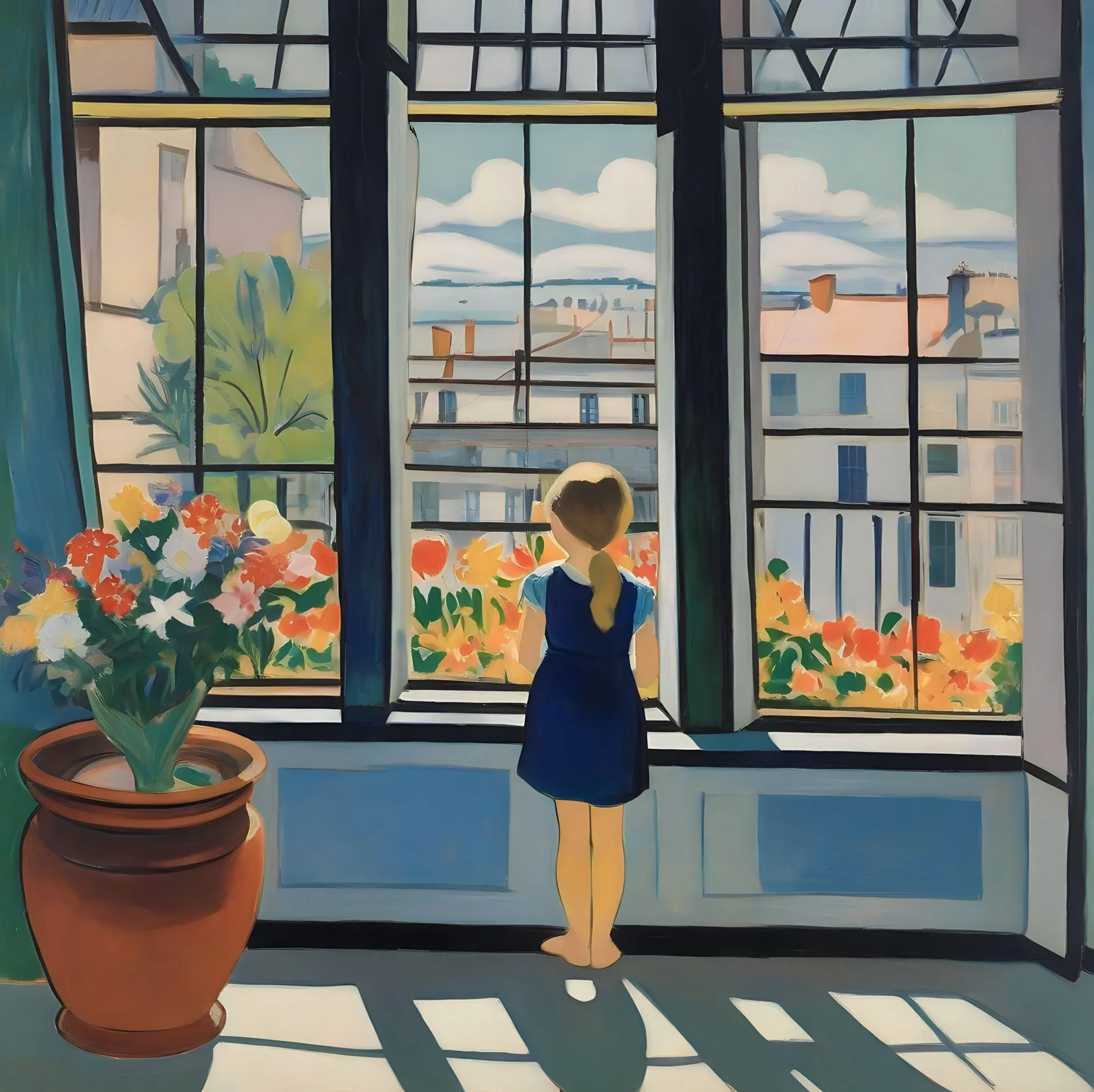 Nina Tsoriti Near the window , 70x70cm, print on canvas 2023