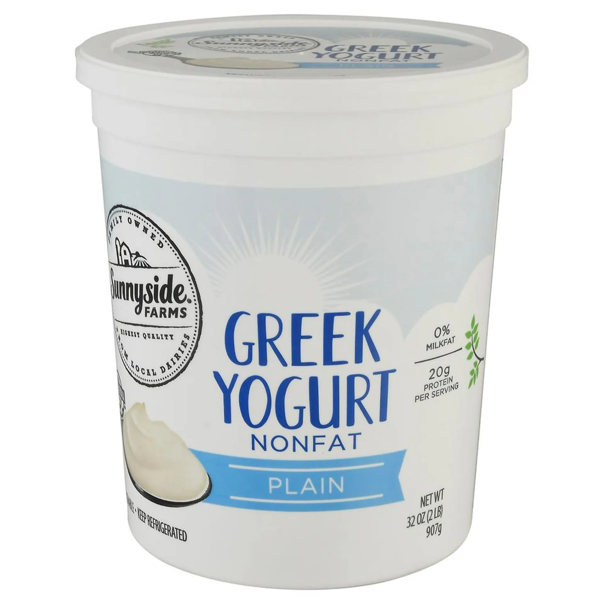 Sunnyside Farms Yogurt, Greek, Nonfat, Plain