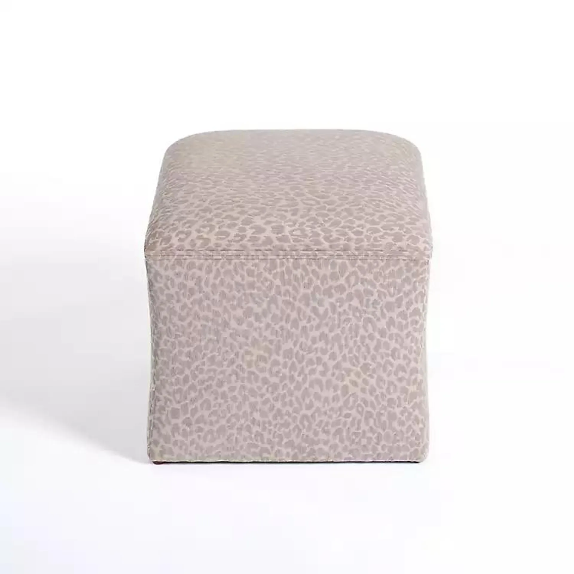 Cream & Gray Leopard Upholstered Ottoman