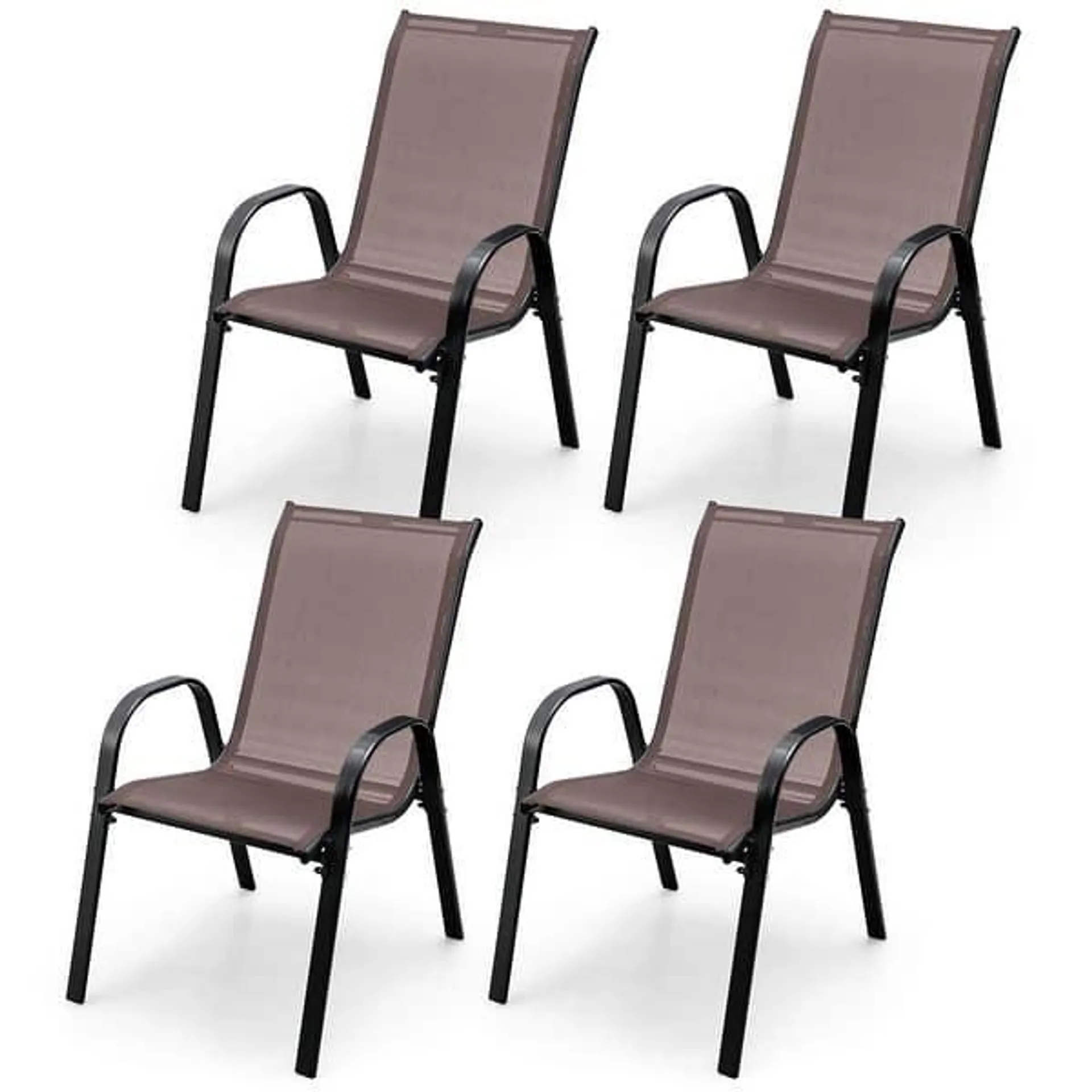 Costway Set of 4 Patio Dining Chairs Stackable Armrest Space Saving - See Details