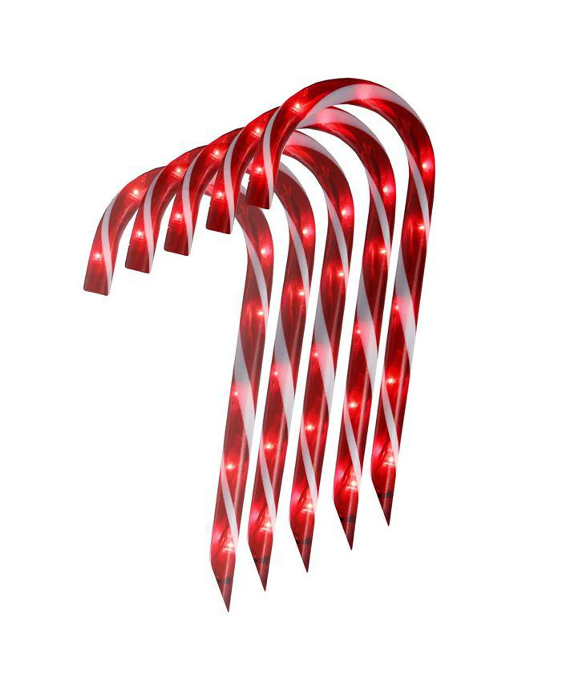 Set of 10 Lighted Outdoor Candy Cane Christmas Lawn Stakes 12"