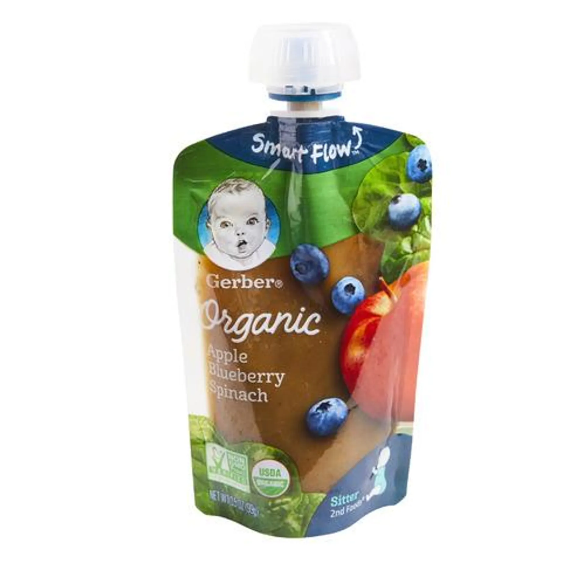 Gerber® apple, blueberry, spinach, organic pouch