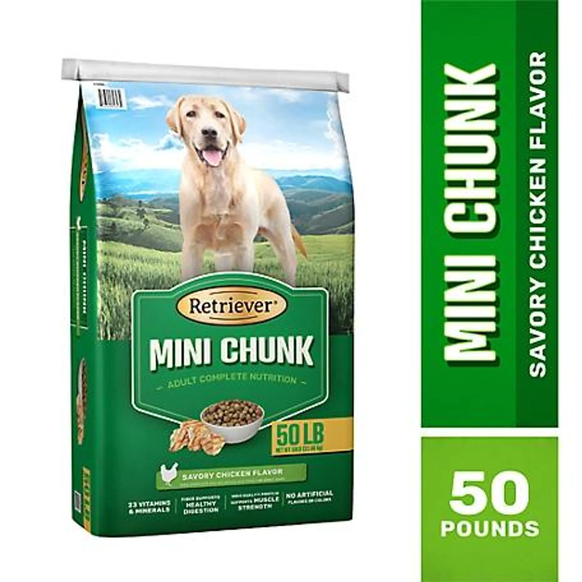 Retriever Adult Complete Nutrition Mini Chunk Savory Chicken Recipe Dry Dog Food, 50 lb. Bag