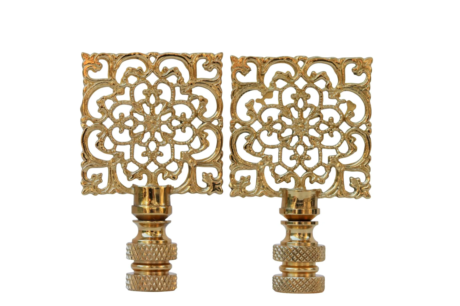 Brass Filgree Lamp Finials - a Pair