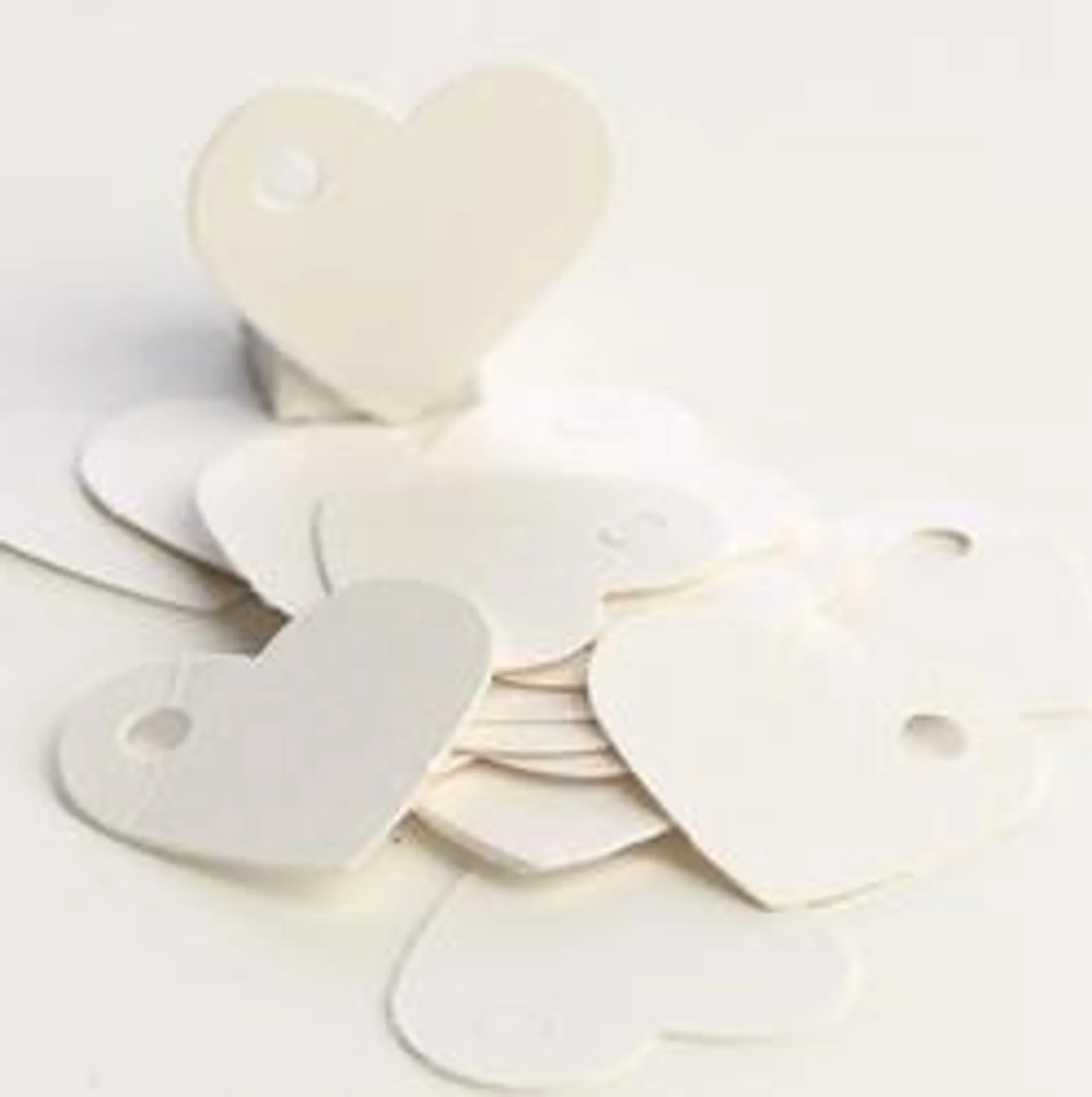 White Blank Heart Paper Tags (Set of 25)