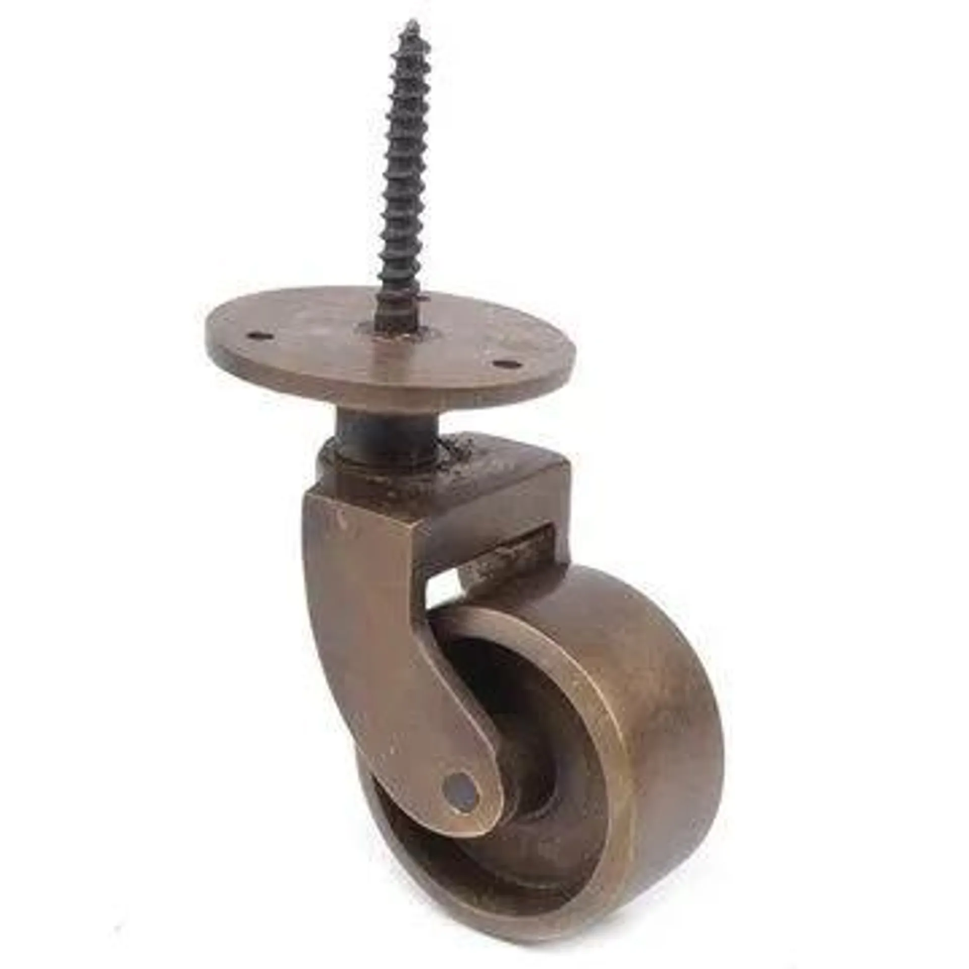 Restorers Solid Brass Threaded Screw Caster - 1 Inch Wheel