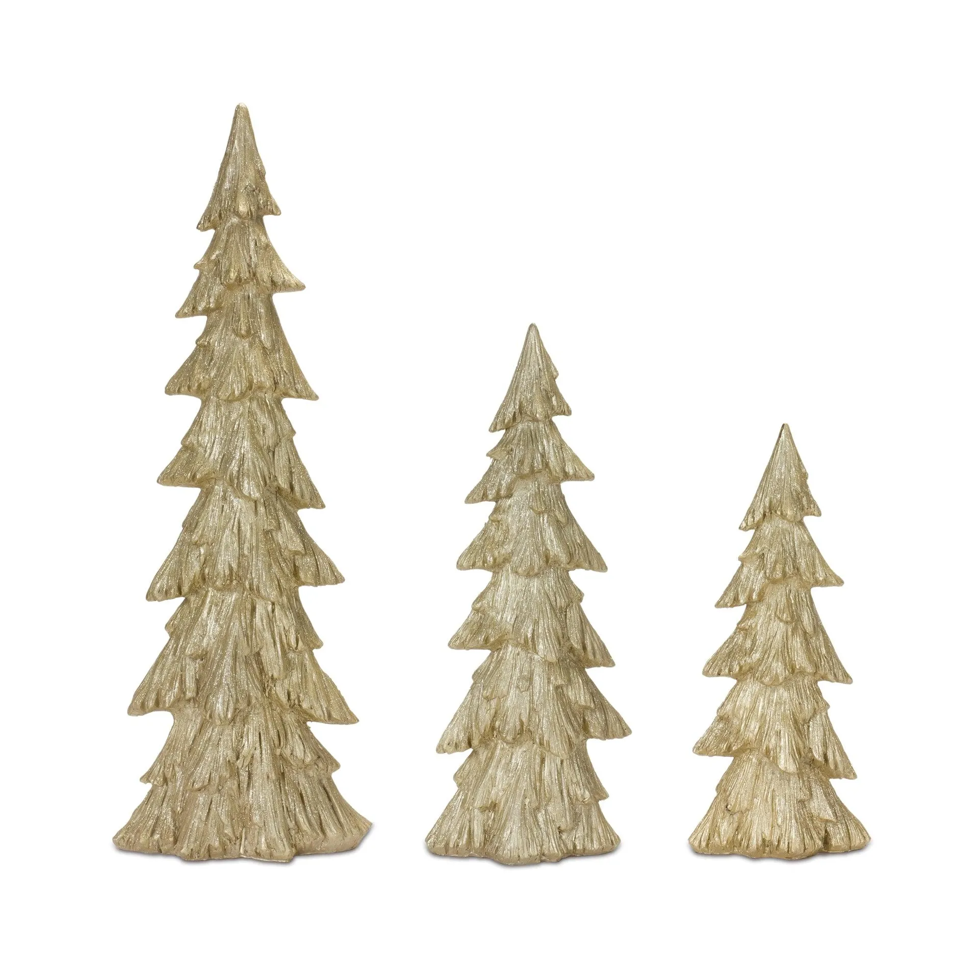 Rustic Gold Pine Tree, Set of 3