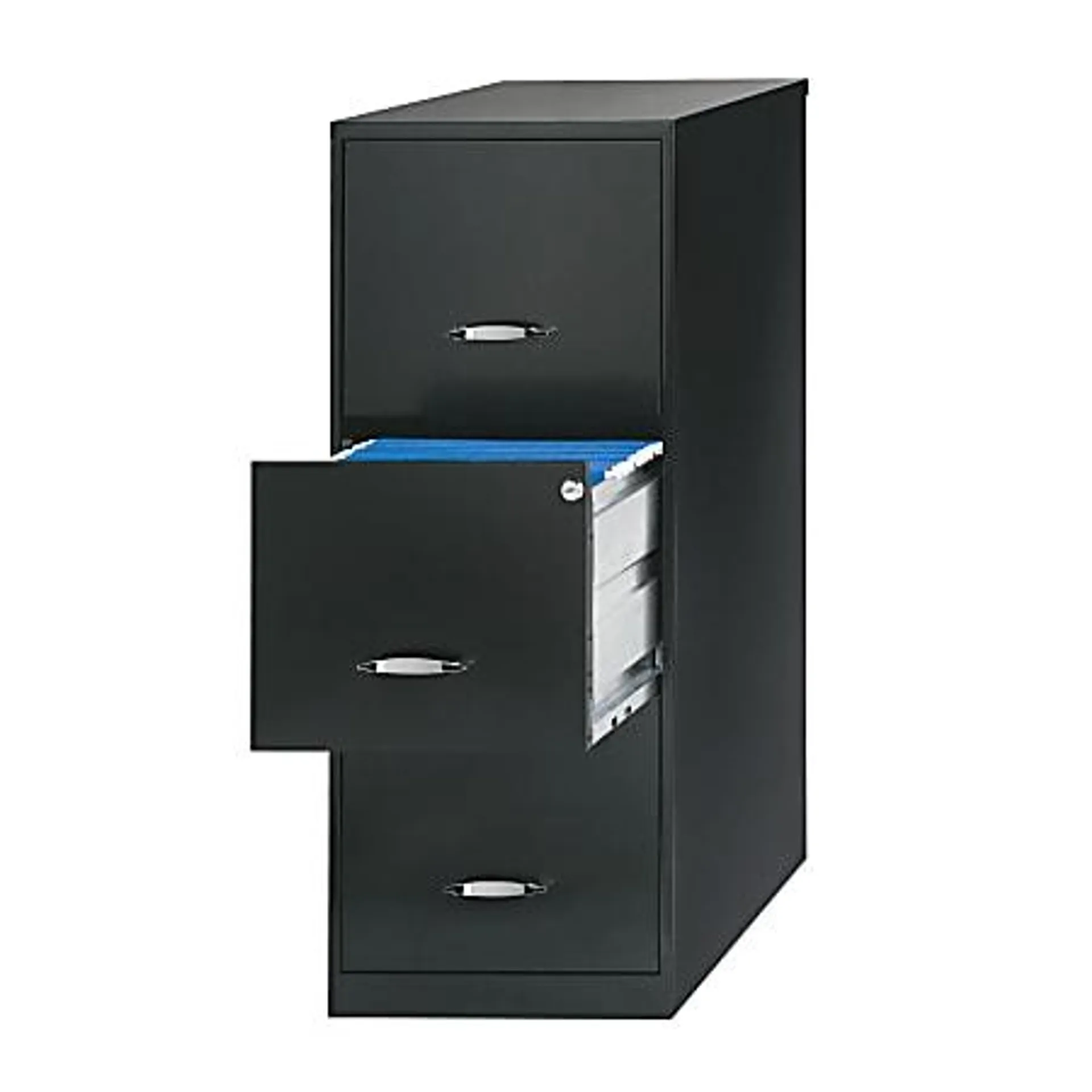 Realspace 18"D 3-Drawer Vertical Letter-Size File Cabinet, Black