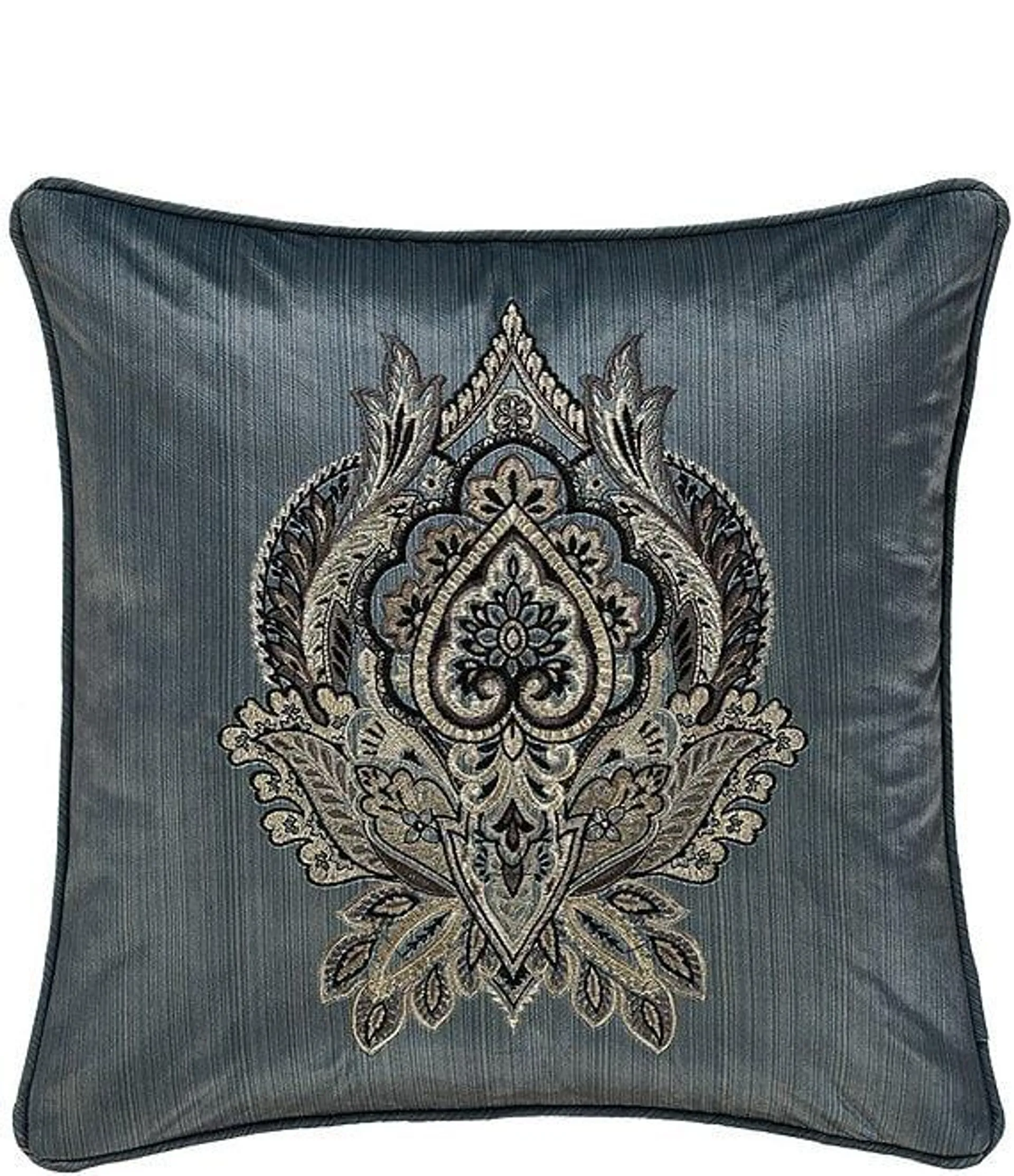 Cascade Glacier Embroidered Damask Square Pillow