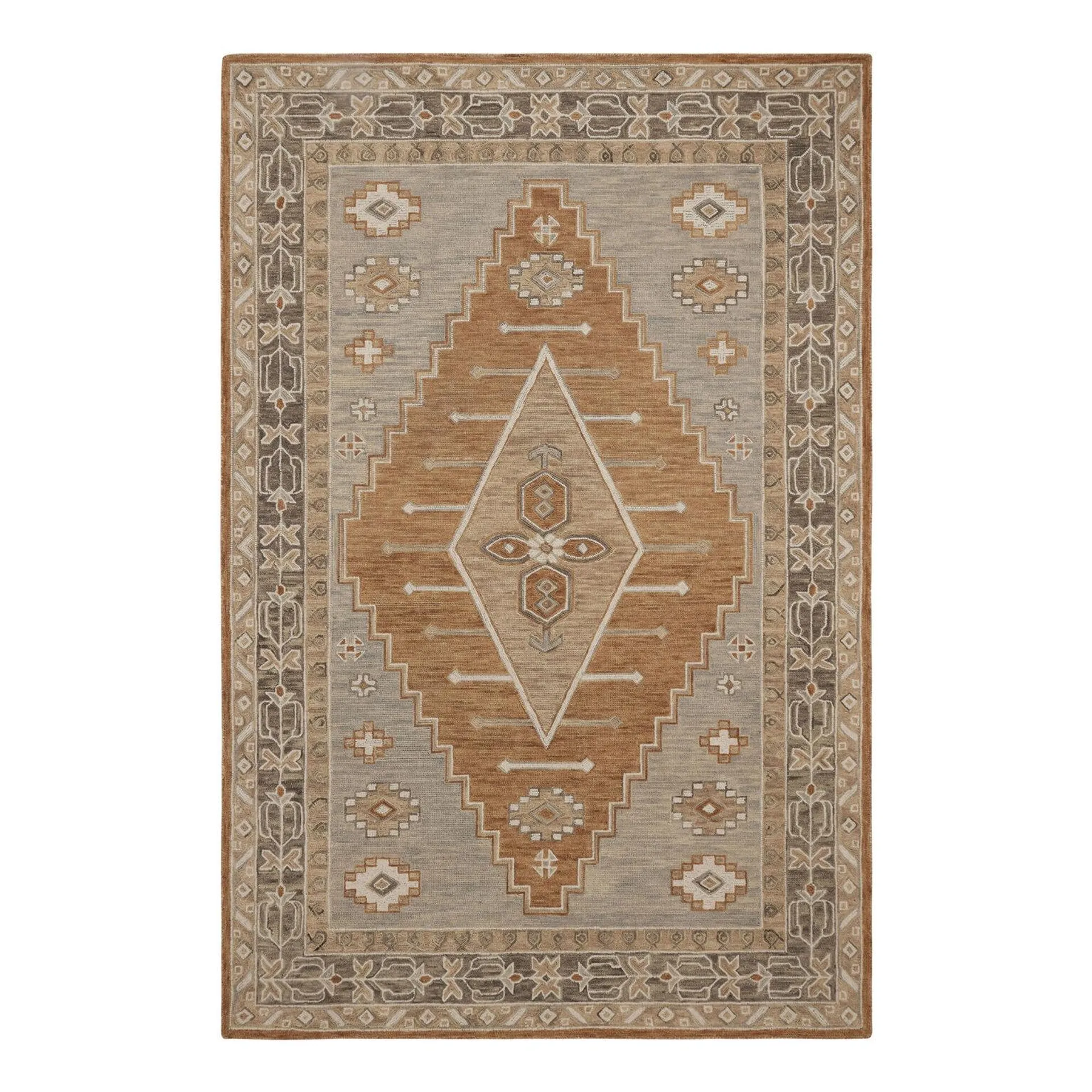 Amaya Terracotta Persian Style Tufted Wool Area Rug