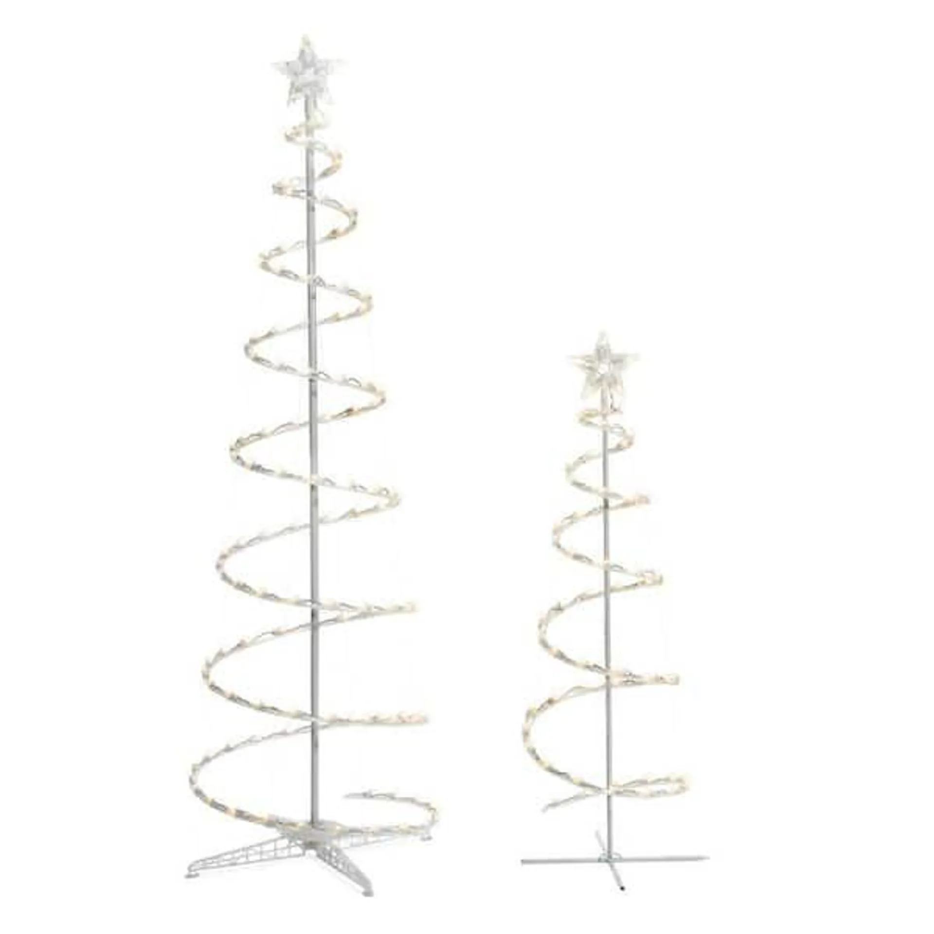 2-Piece Warm White LED Spiral Trees Holiday Yard Decoration