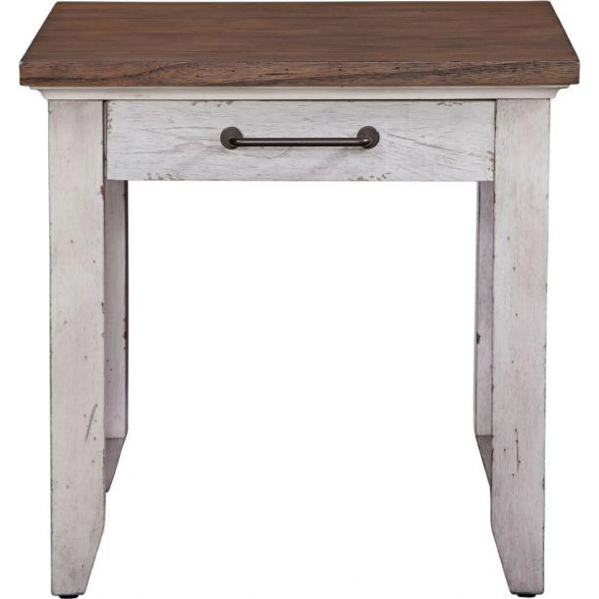 Bear Creek 24" End Table with Drawer by Steve Silver Company - White/Brown