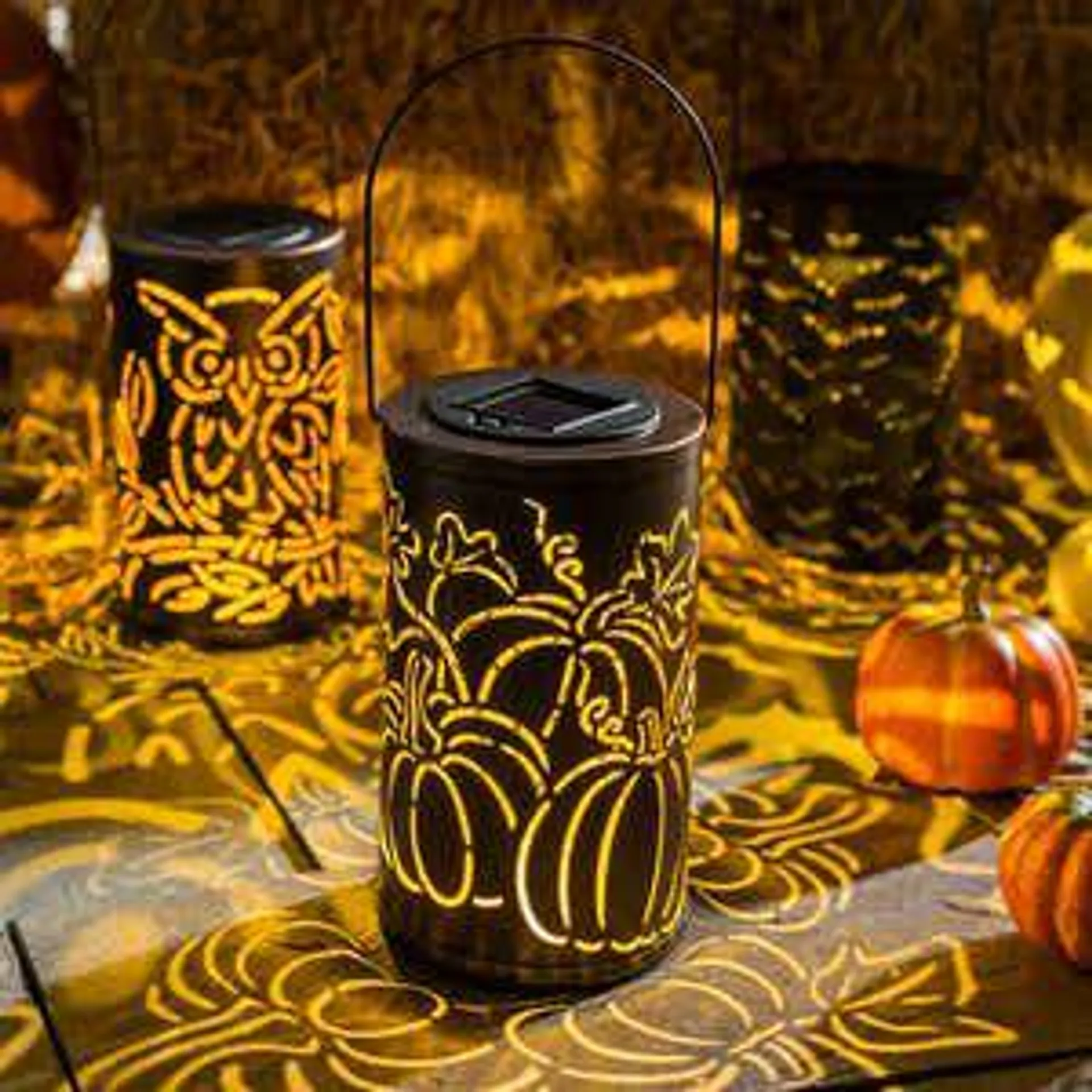 Solar Oil Rubbed Bronze Cut Out Lantern