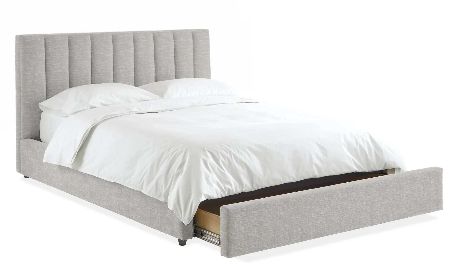 Hartley Queen 40" Headboard Low Storage Bed in Destin Grey