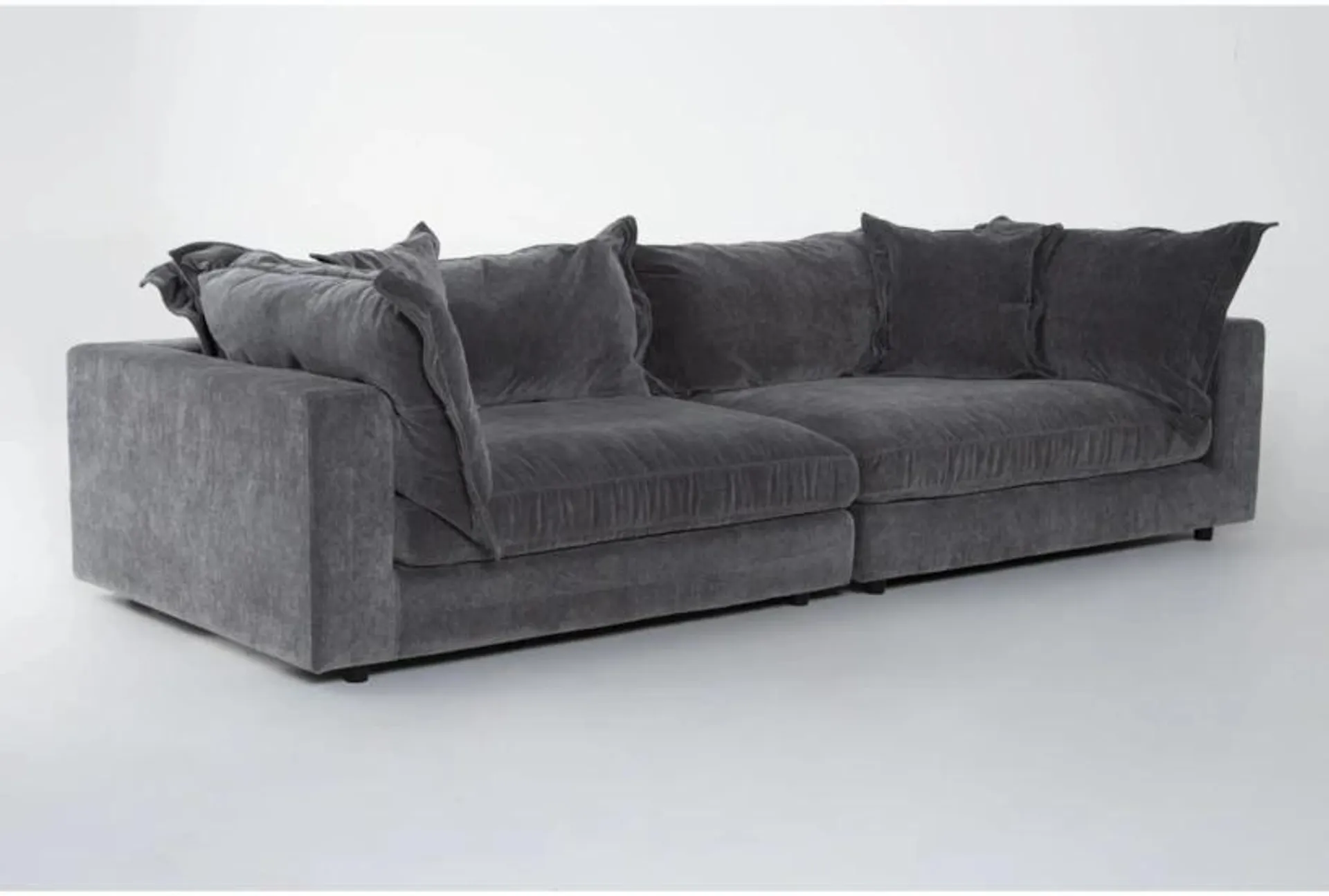 Supreme Lounger Storm Grey Fabric 2 Piece Oversized Modular Sofa