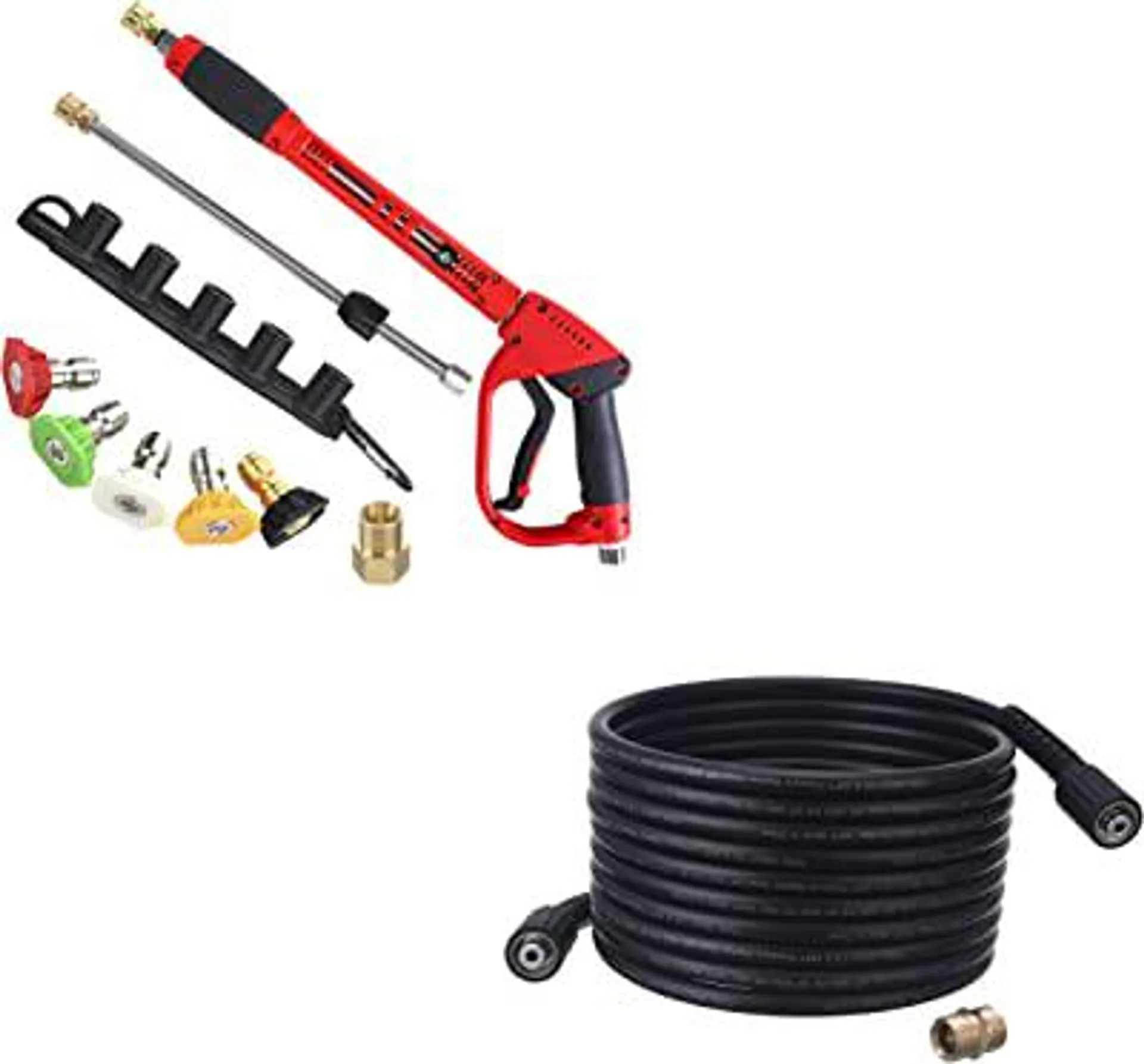 Tool Daily Deluxe Pressure Washer Gun, High Pressure Washer Hose, 25 FT X 1/4 Inch