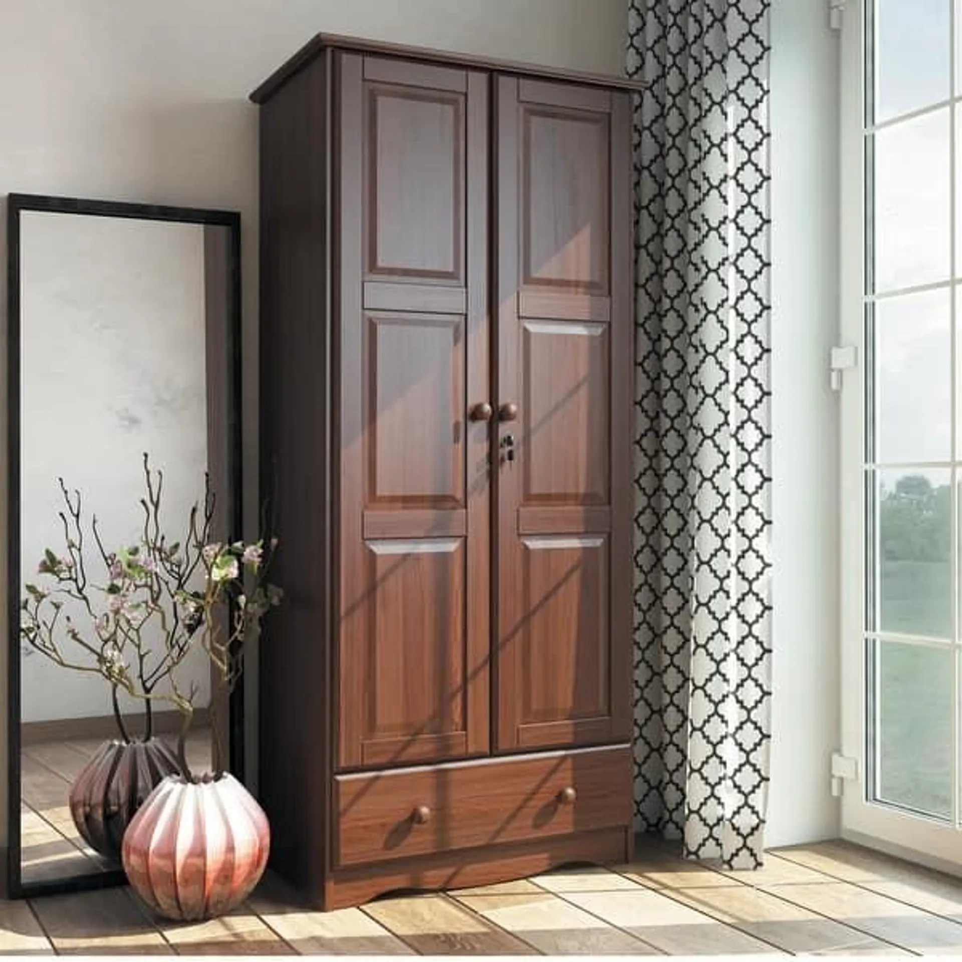 Palace Imports 100% Solid Wood Flexible Wardrobe Armoire with Metal or Wooden Knobs