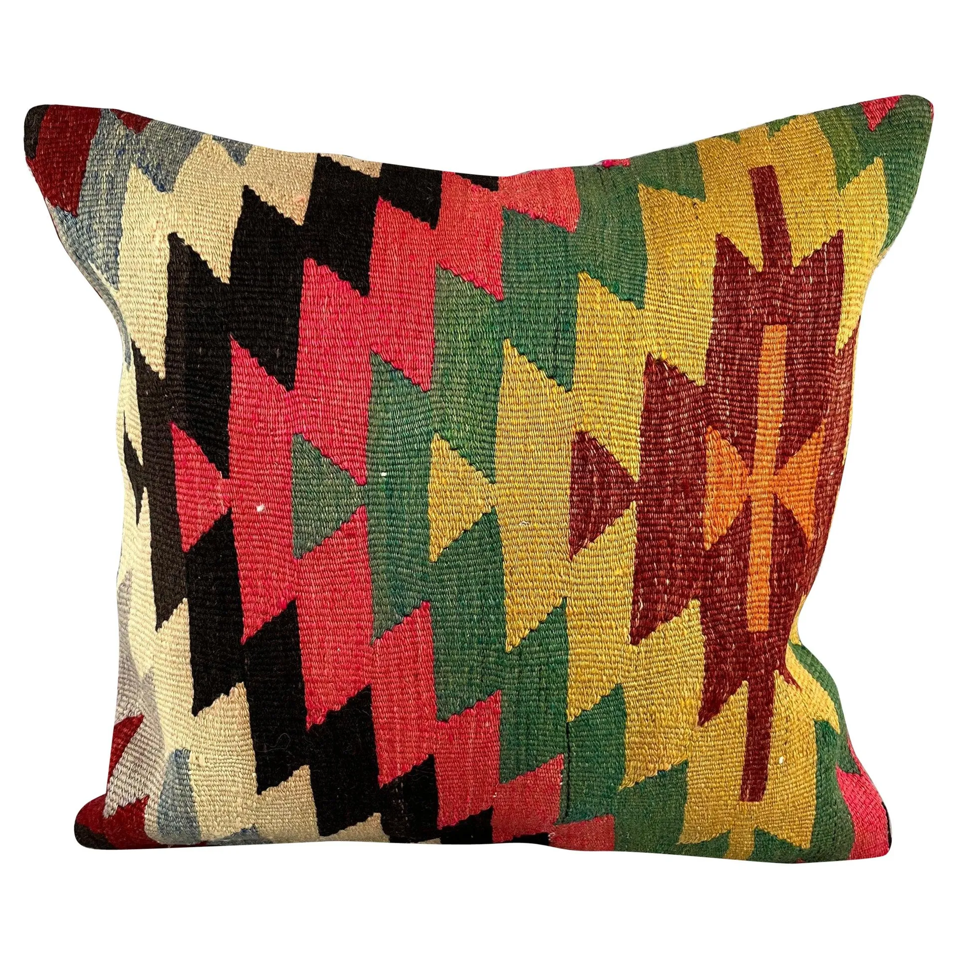 20 x 20 Kilim Turkish Cushion Natural Yellow Red Pillow Cushion Cover #6825