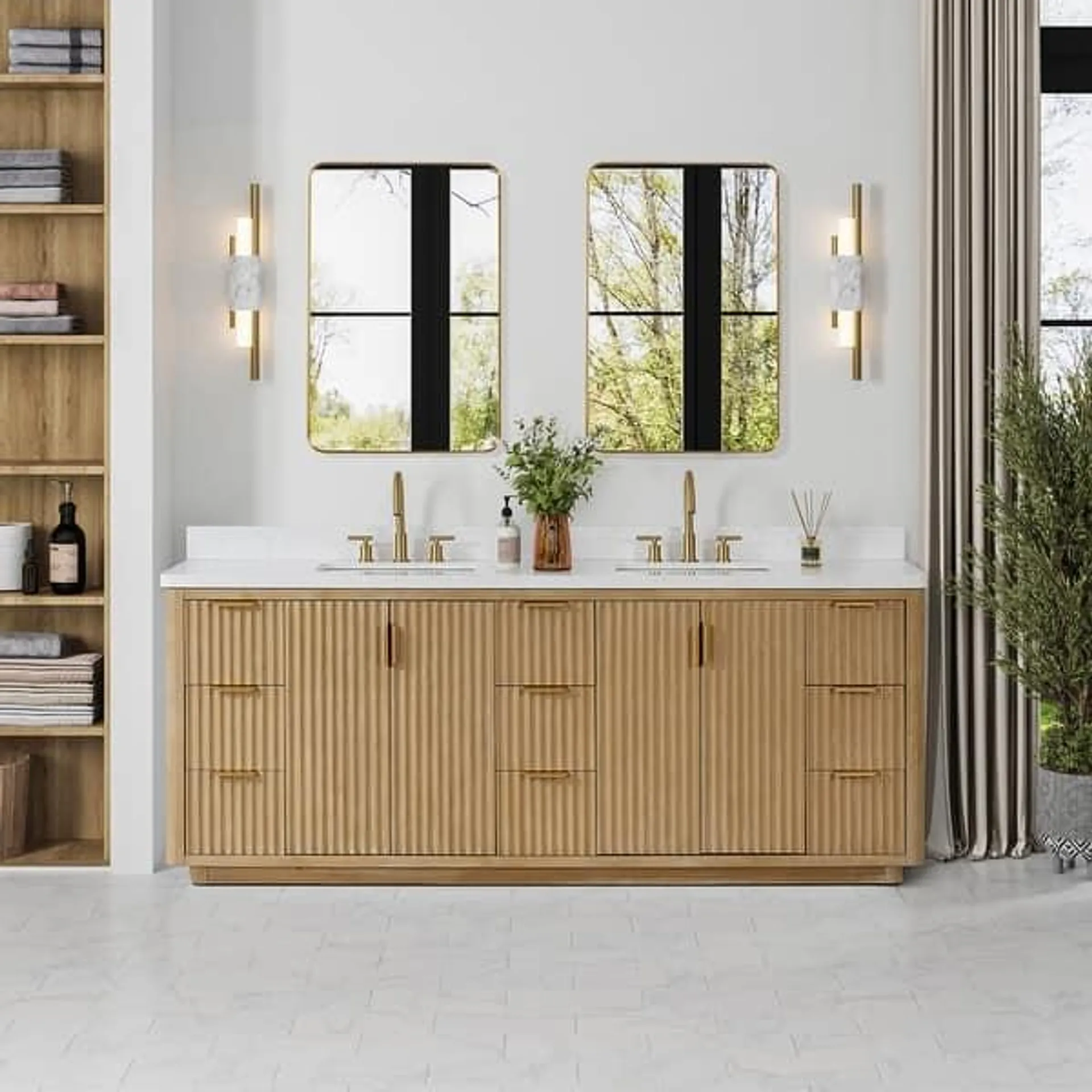 Cadiz Bathroom Vanity with Composite Stone Top without Mirror