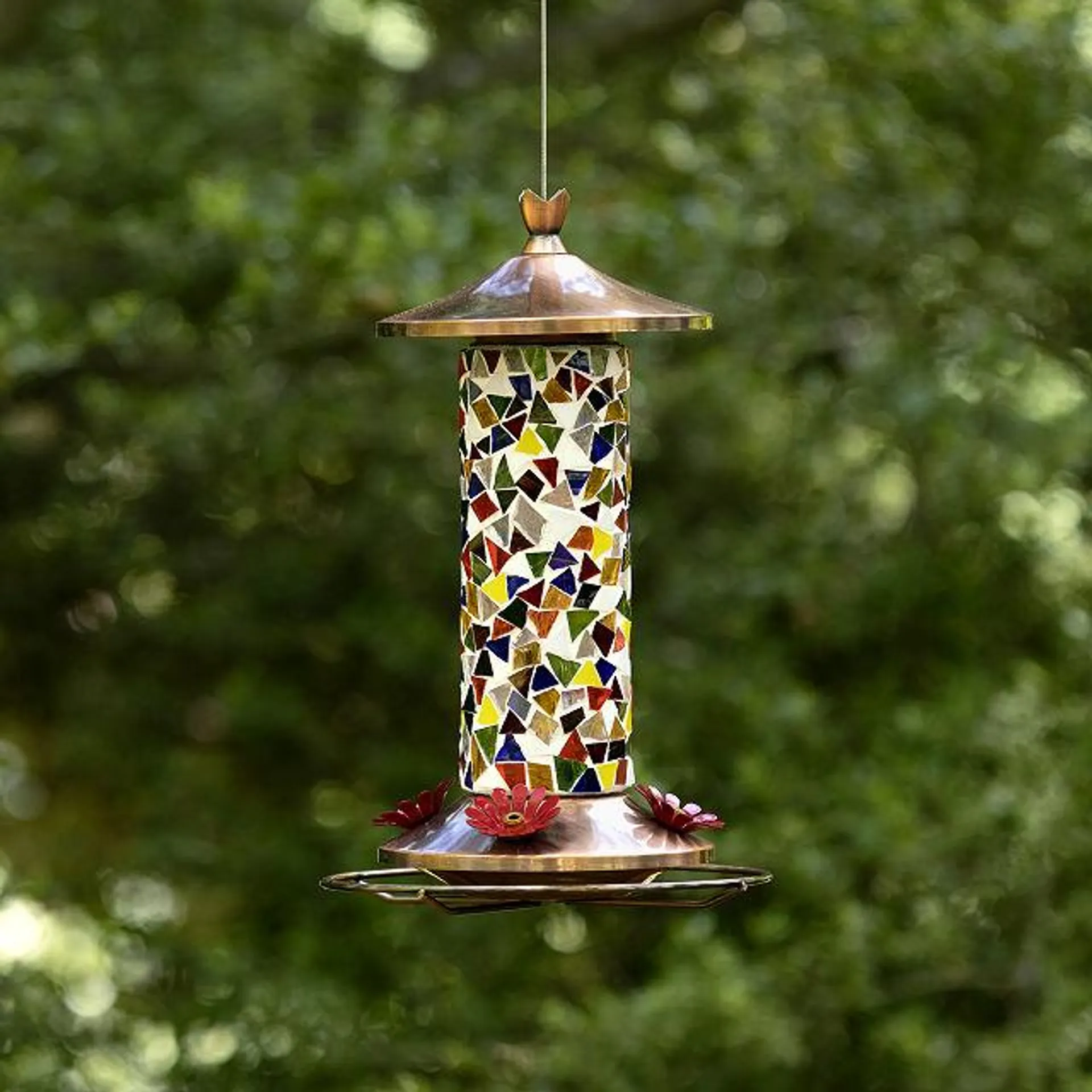 Sun-Catching Mosaic Hummingbird Feeder