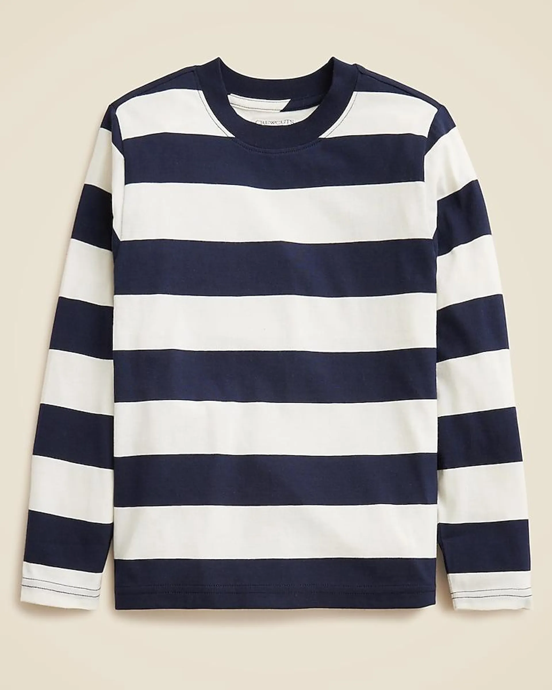 Kids' long-sleeve striped tee in broken-in-jersey