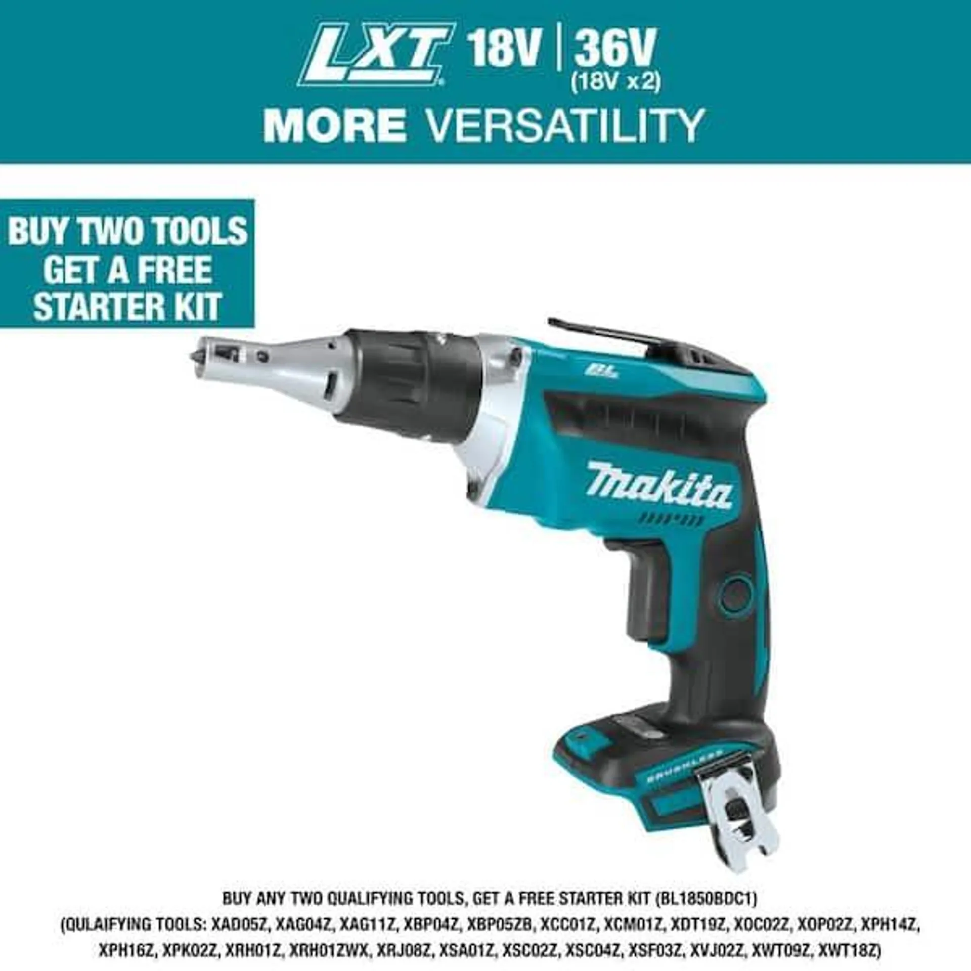 18V LXT Lithium-Ion Brushless Cordless Drywall Screwdriver with Push Drive Technology (Tool-Only)