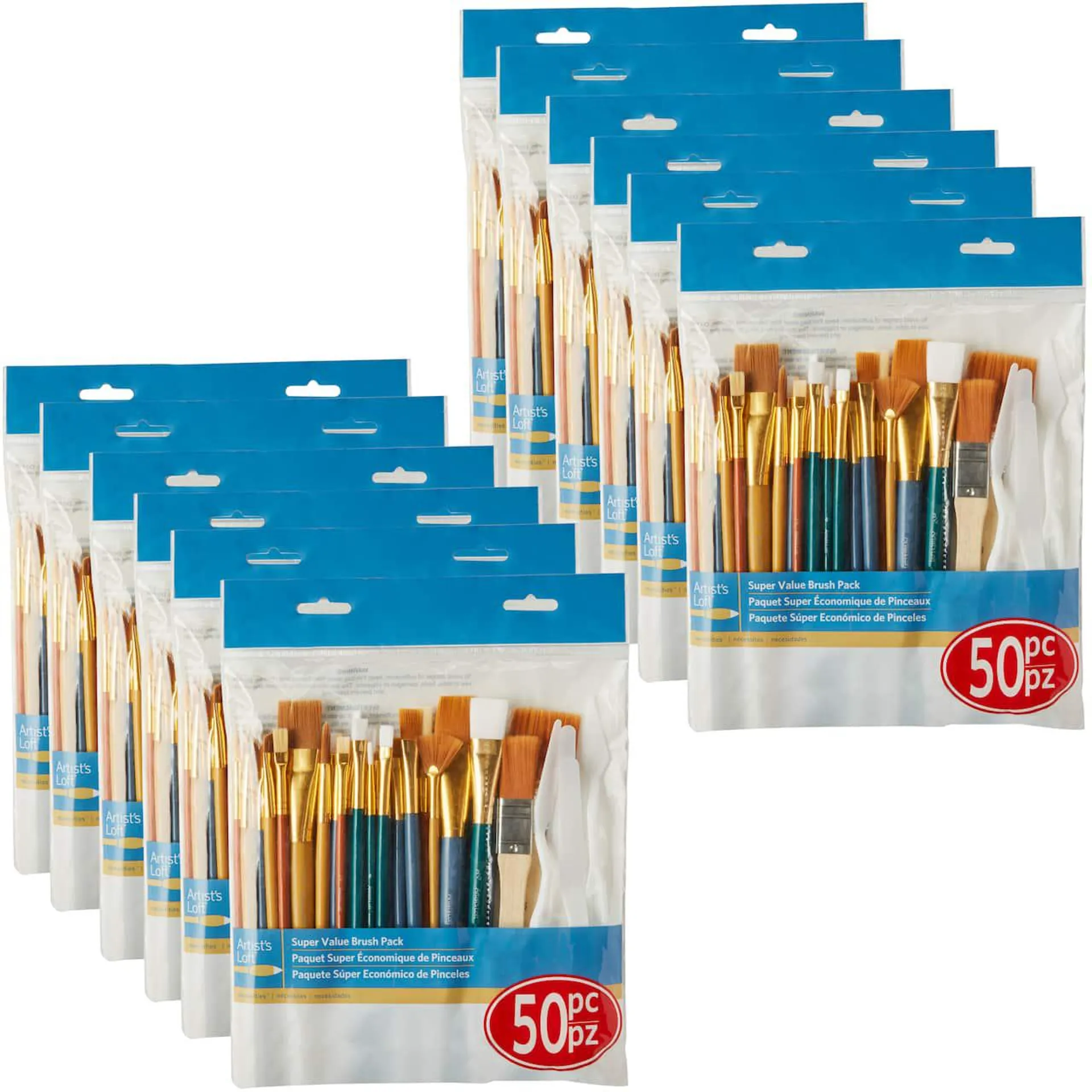 12 Packs: 50 ct. (600 total) Super Value Brush Set by Artist's Loft™ Necessities™