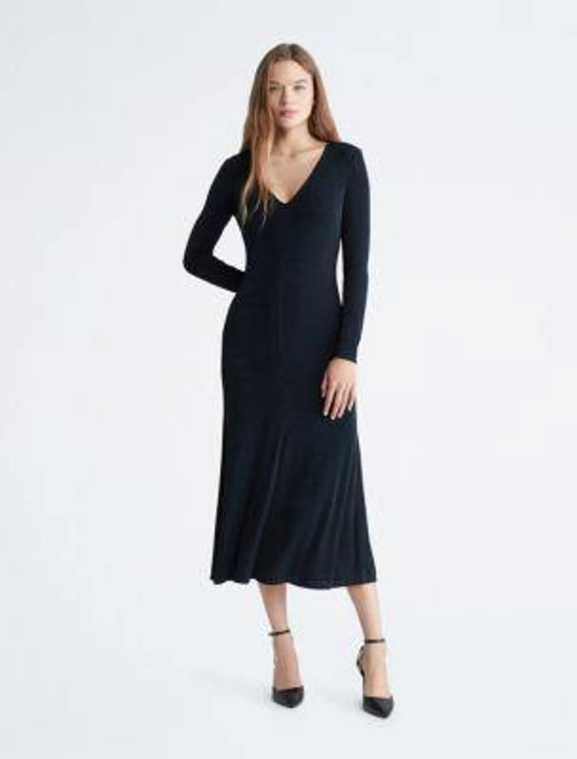 V-Neck Midi Dress