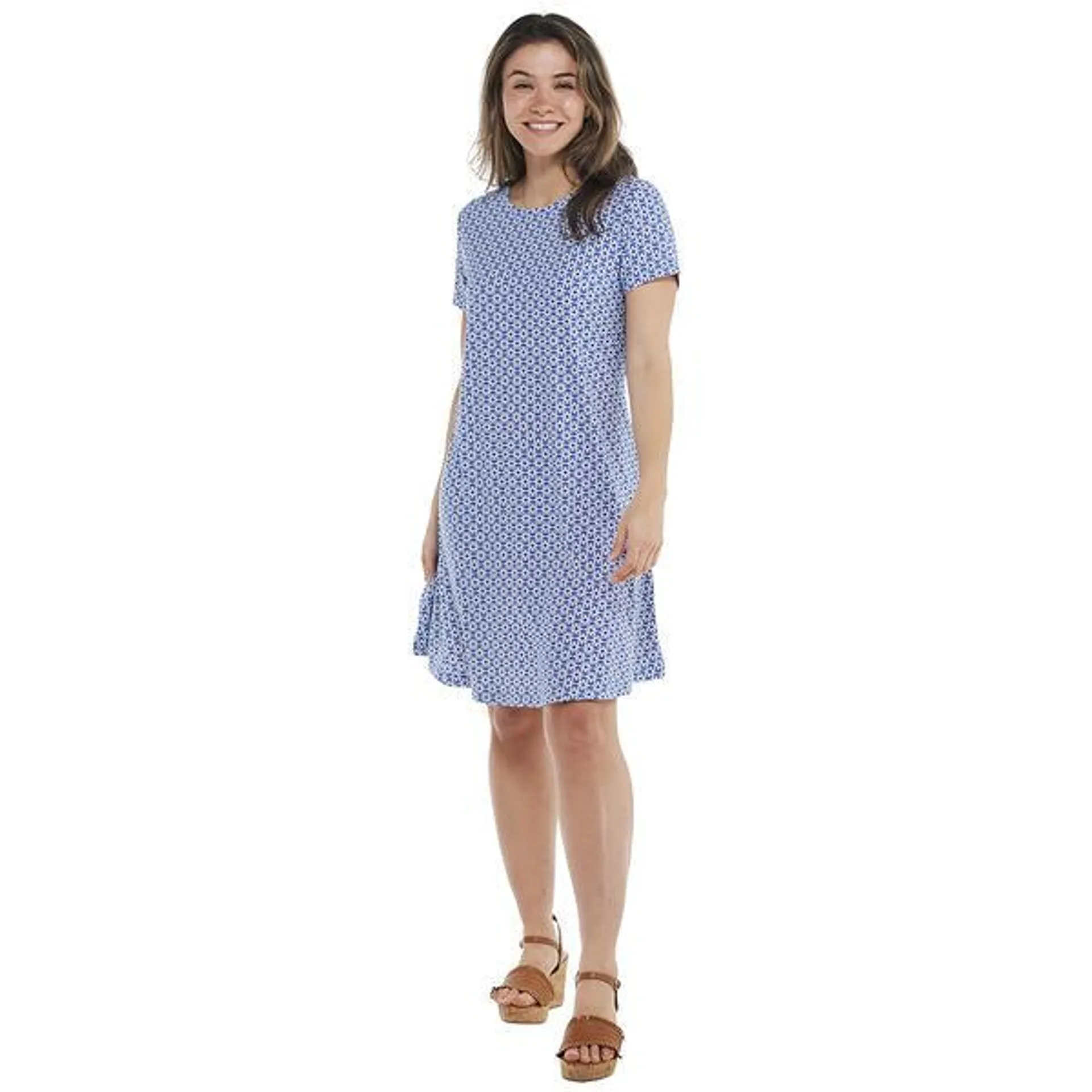 Womens Harlow & Rose Short Sleeve Daisy Swing Shift Dress