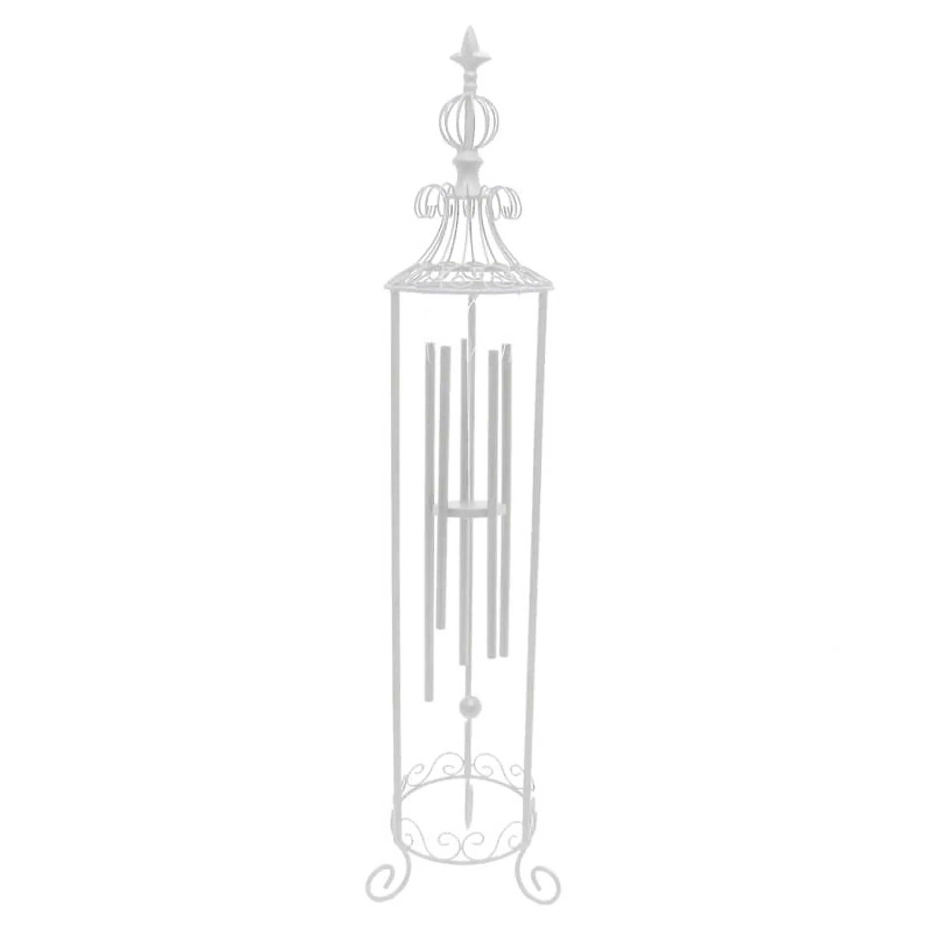 White Metal Standing Wind Chime, 34"