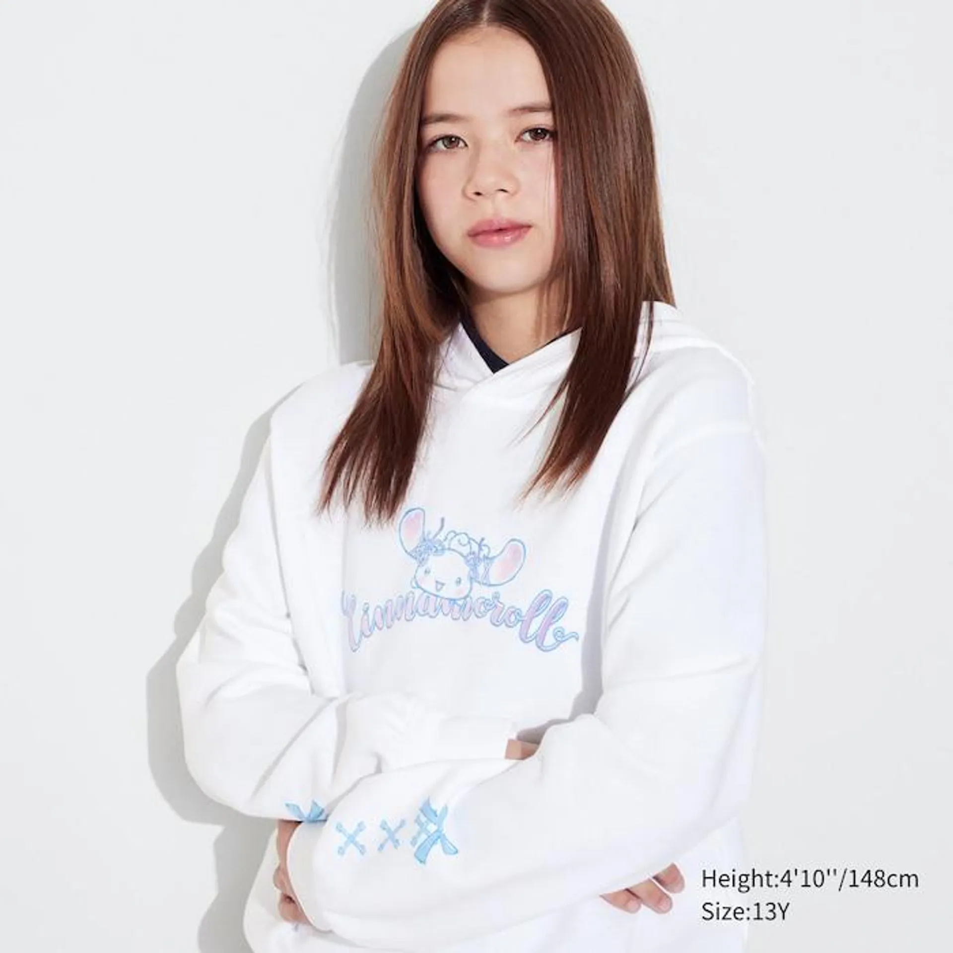 Sanrio Characters Sweat Cropped Hoodie (Cinnamoroll)