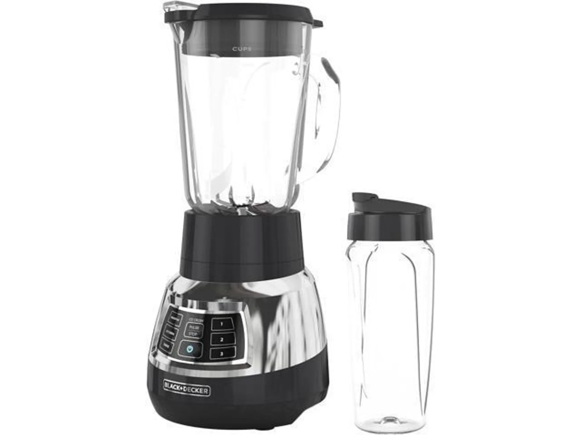 BLACK+DECKER BL1400DG-P Quiet Stainless Steel Blender with Cyclone Glass Cup