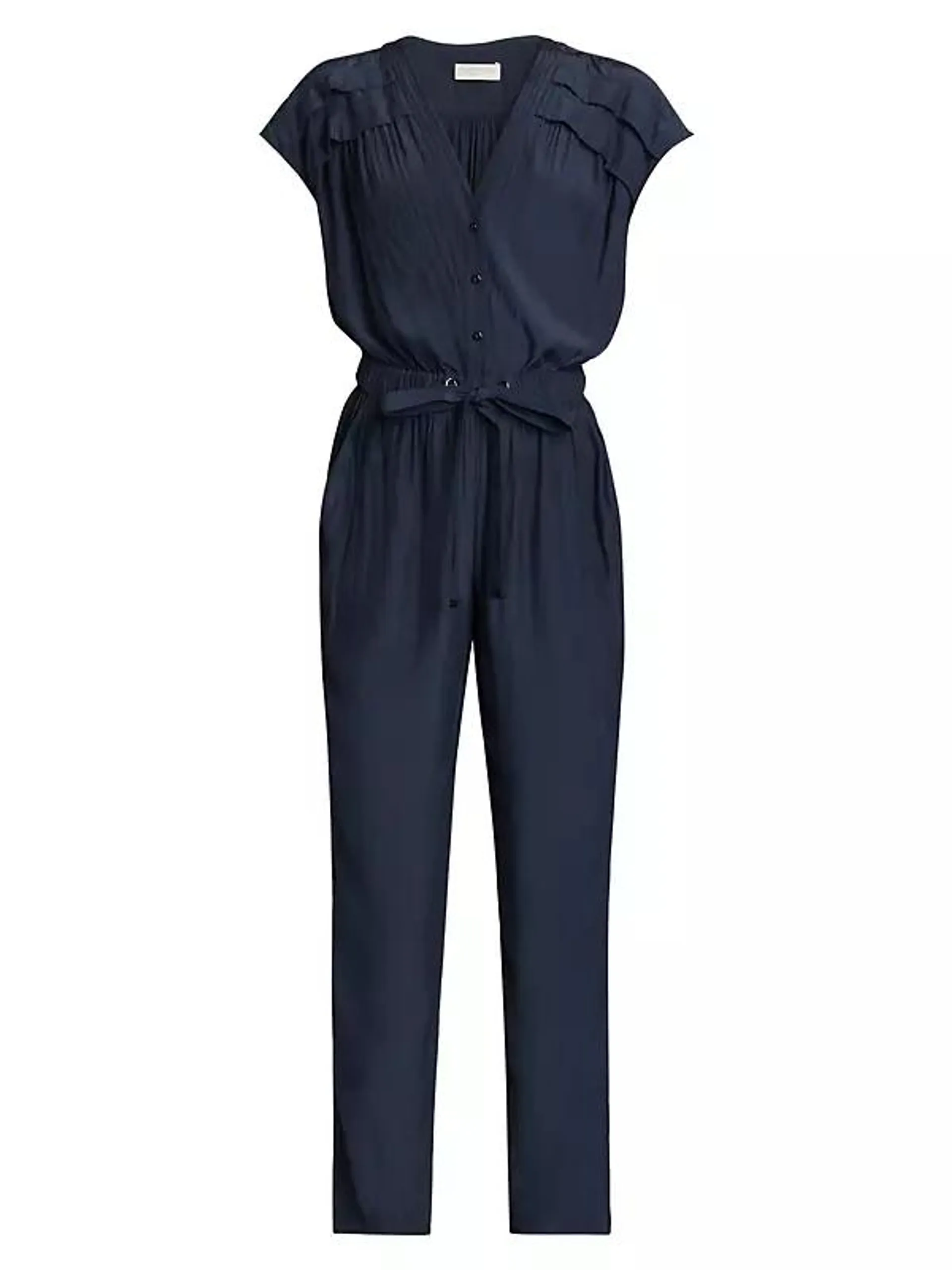 Aletha Tie-Waist Short-Sleeve Jumpsuit