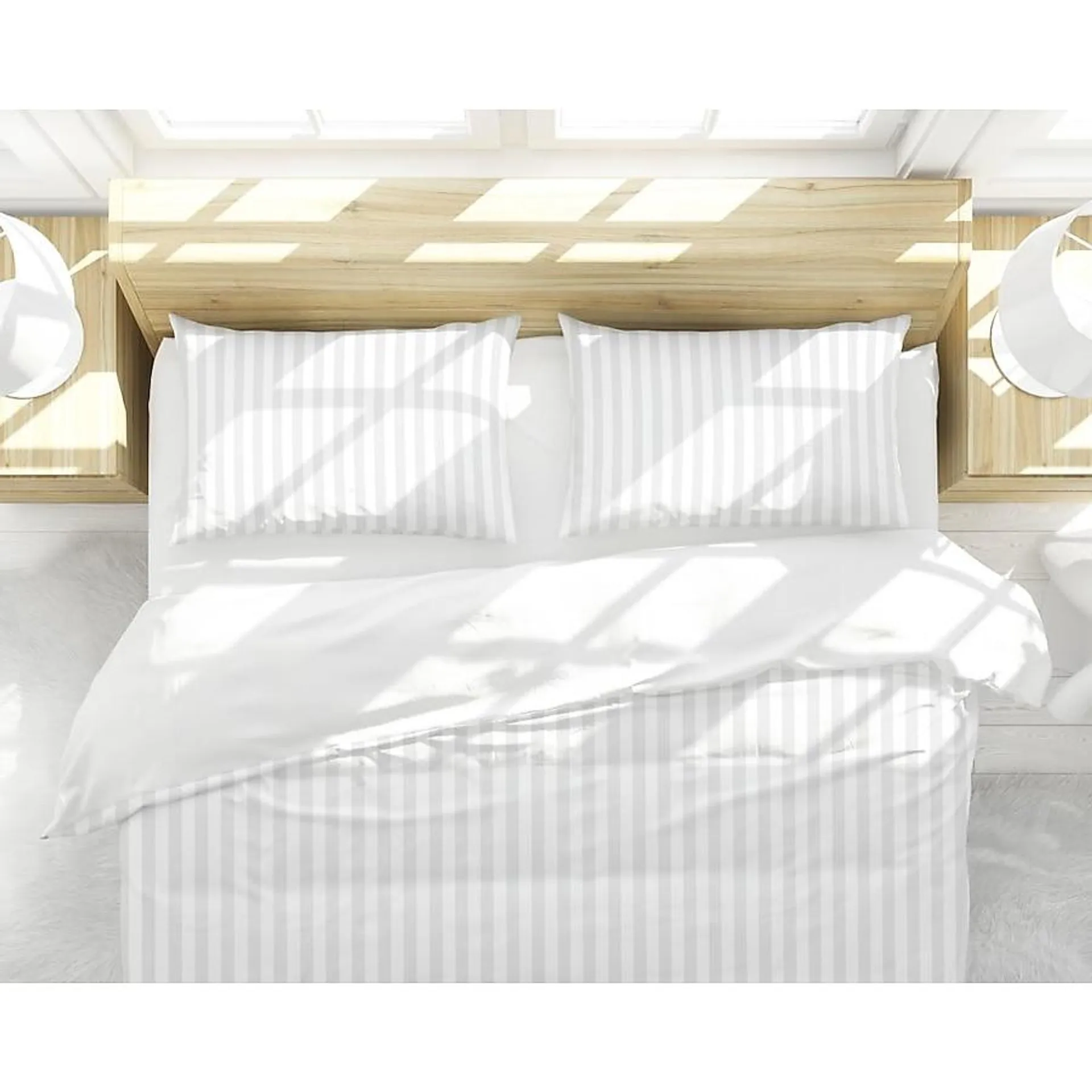 allen + roth allen + roth Stripe Reversible Comforter Set White Damask King Comforter Cotton