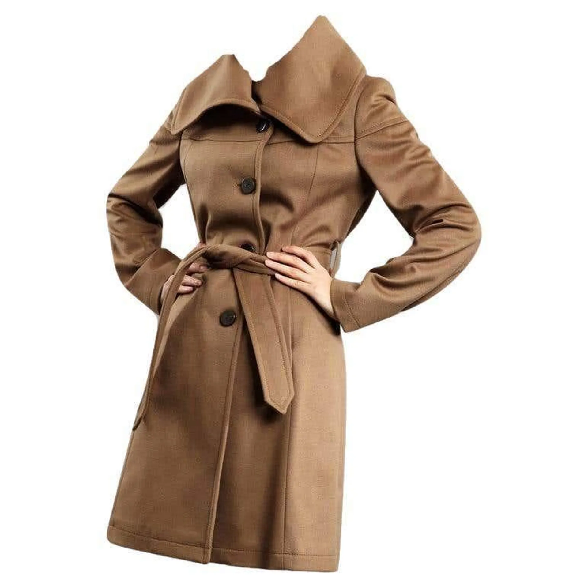 New With Tags Kenneth Cole Camel Wool Trench Coat Jacket Size 4