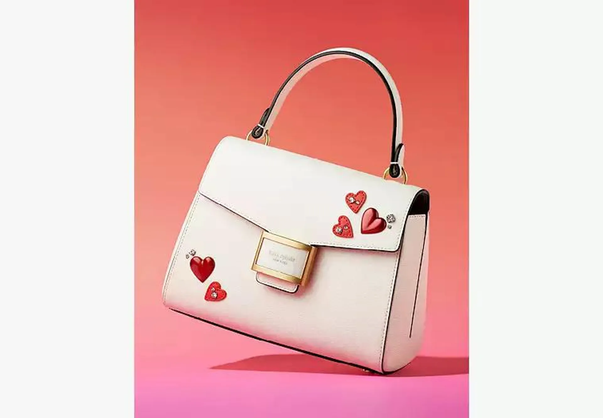 Katy Heart Embellished Small Top-handle Bag