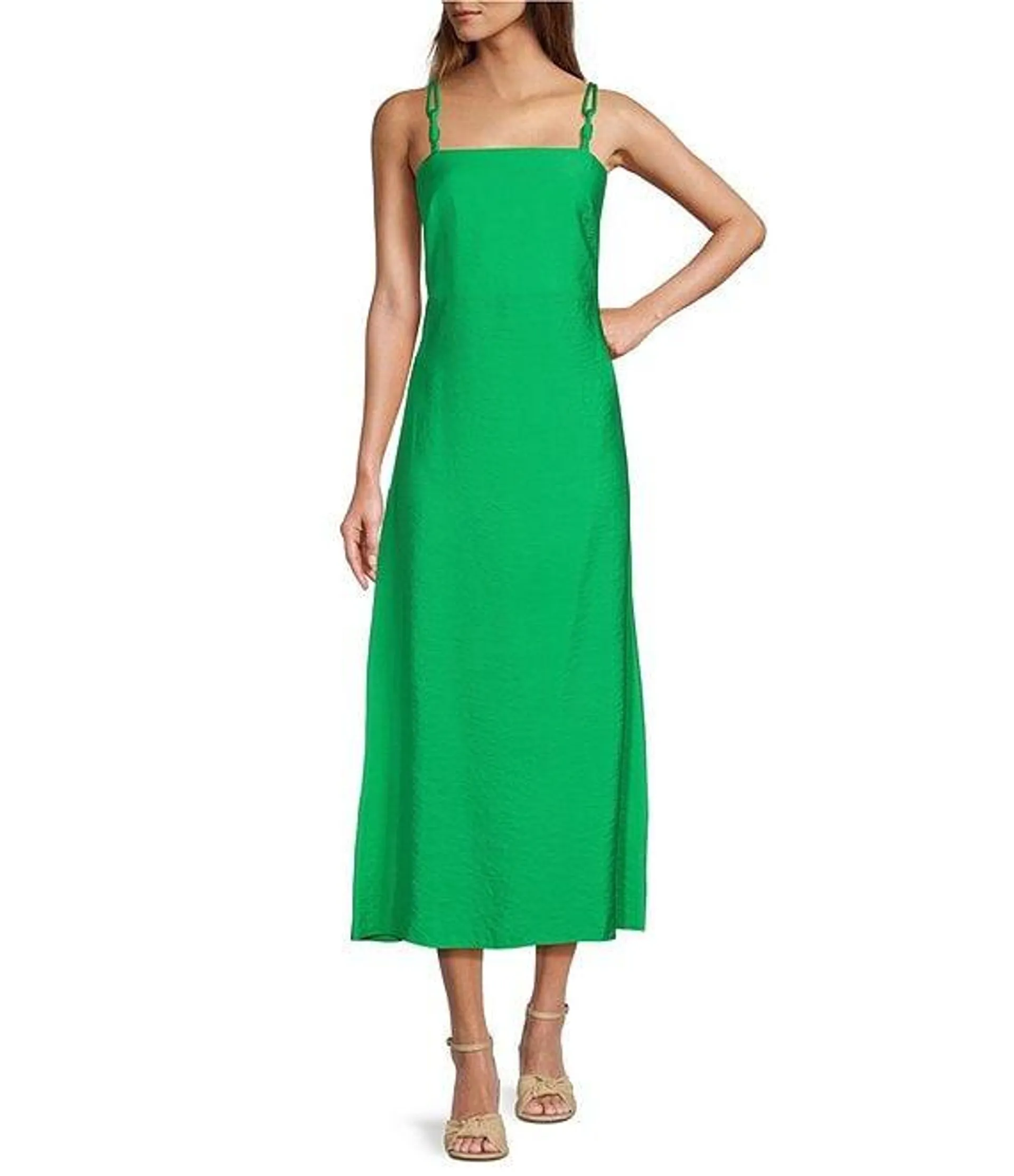 Isabella Square Neck Sleeveless A-Line Dress