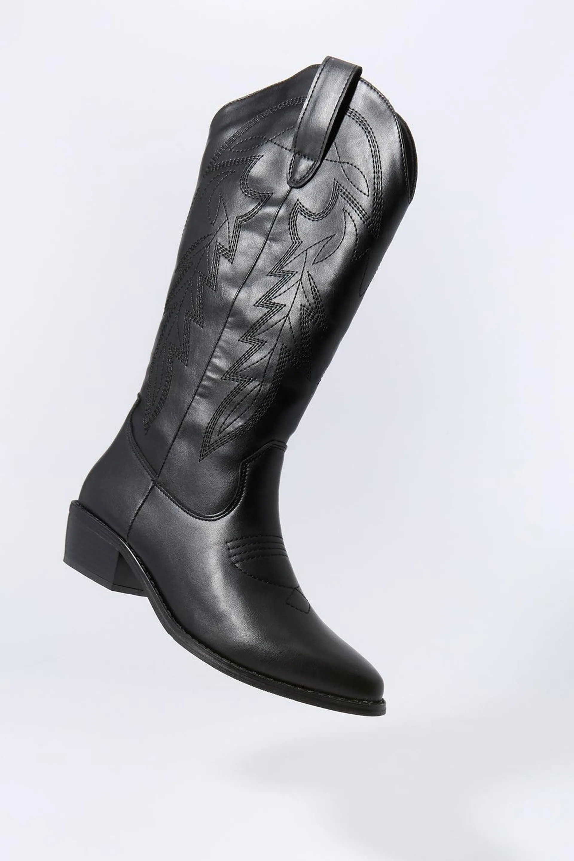 Faux Leather Tall Cowboy Boot