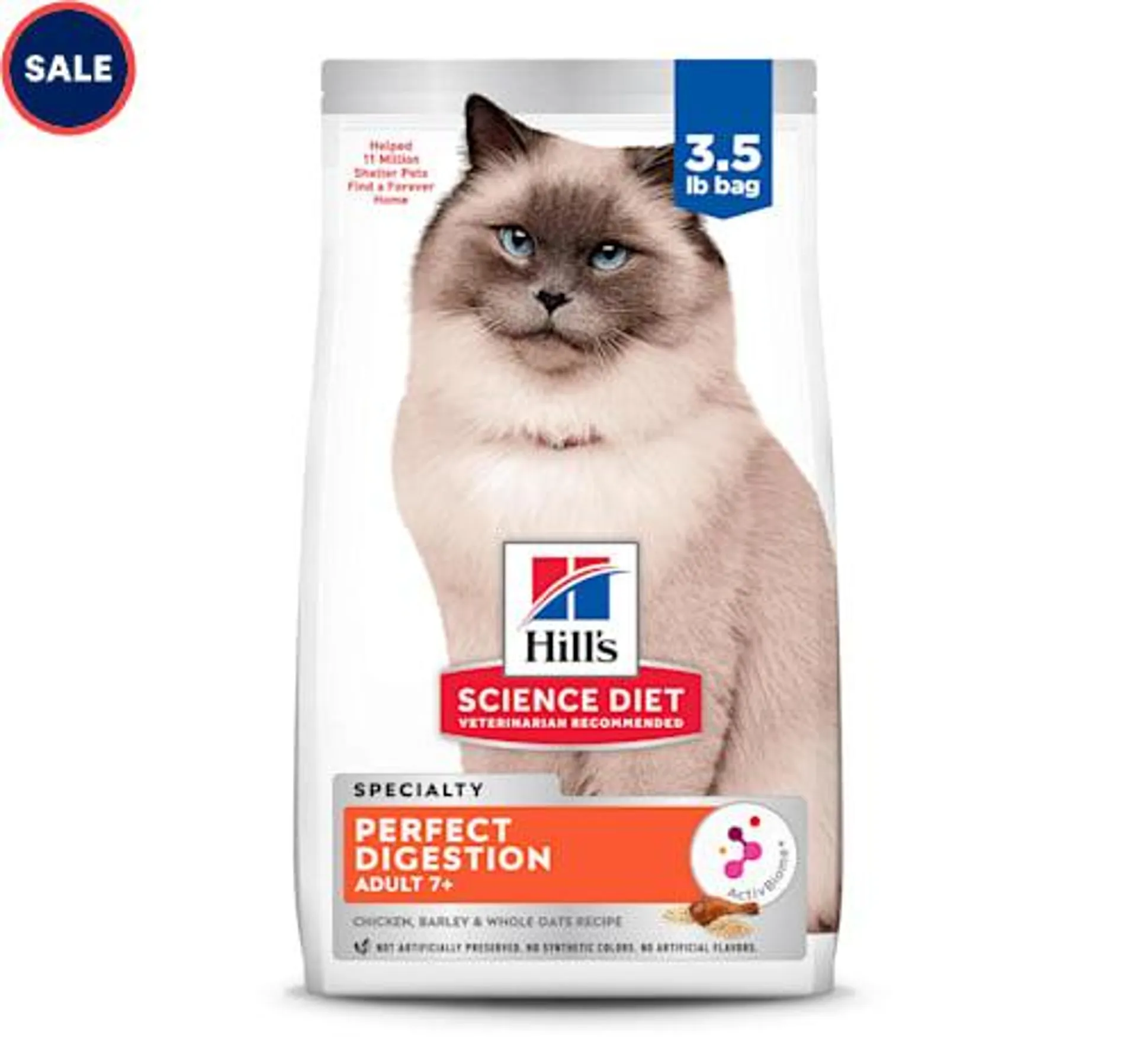 Hill's Science Diet Adult 7+ Perfect Digestion Chicken Dry Cat Food, 3.5 lbs.