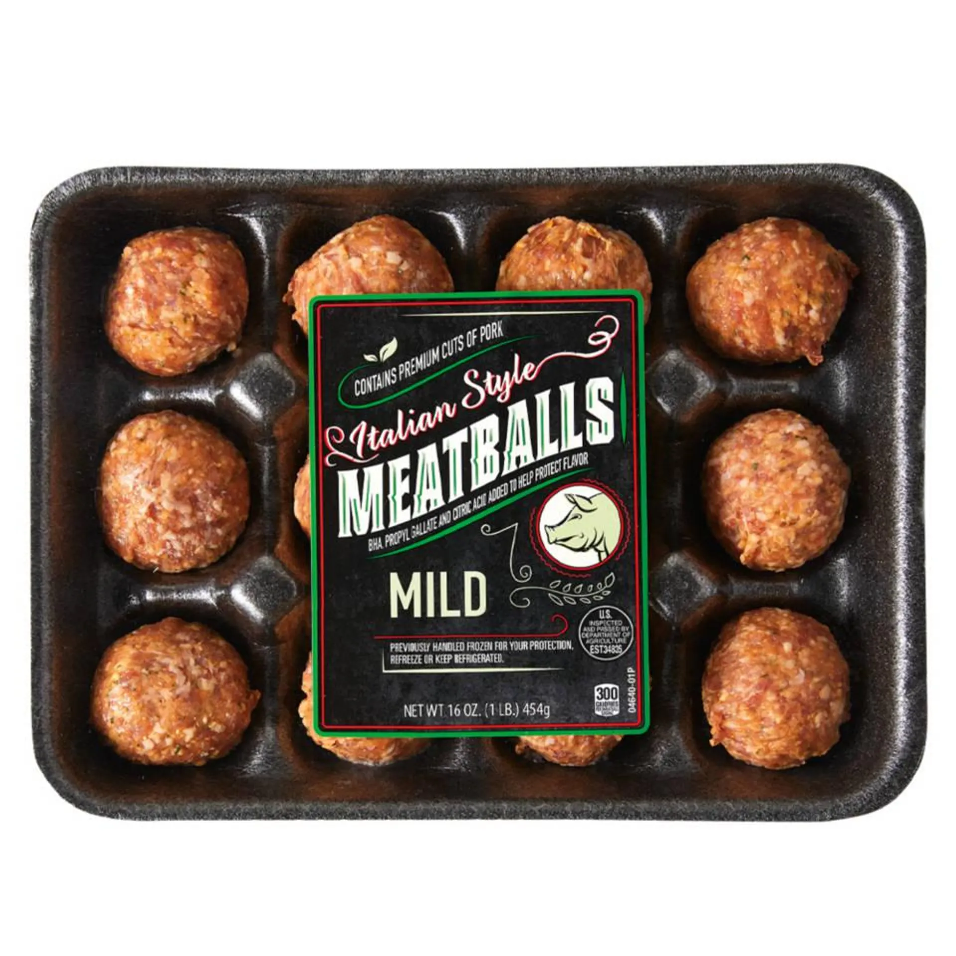 Mild Pork Italian Style Meatballs, 16 oz