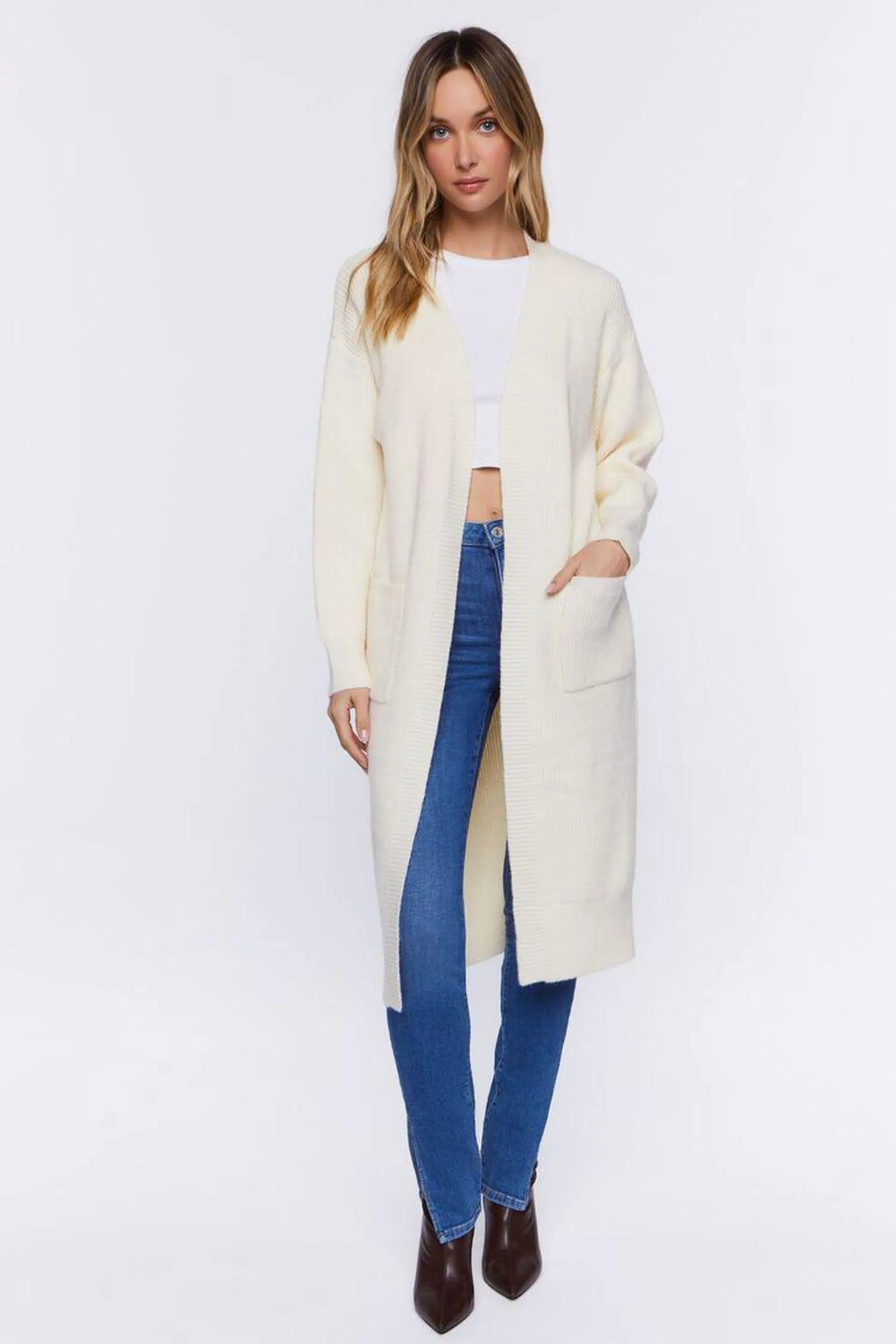 Open-Front Longline Cardigan Sweater