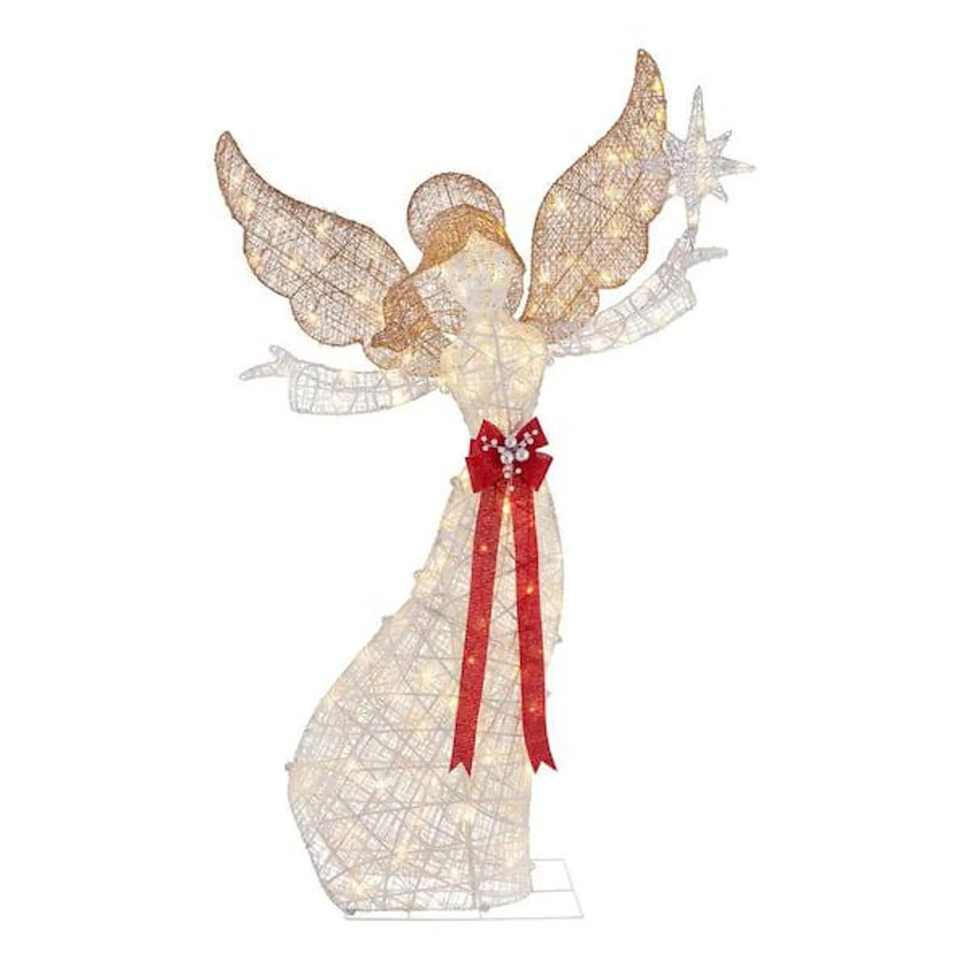 92 in. Warm White LED Super Bright PVC Angel with Star Holiday Yard Sculpture