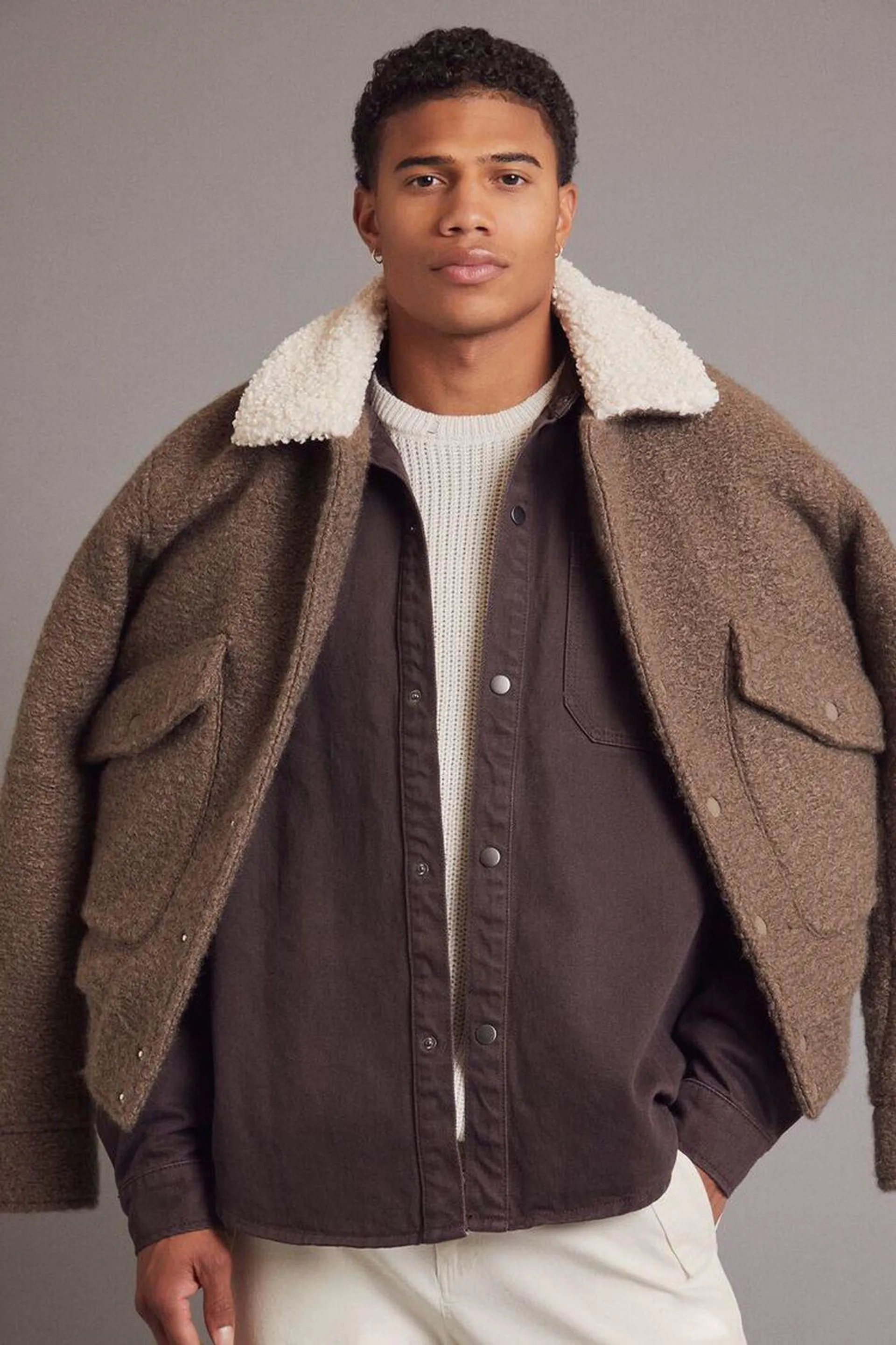 Faux Shearling Collar Jacket