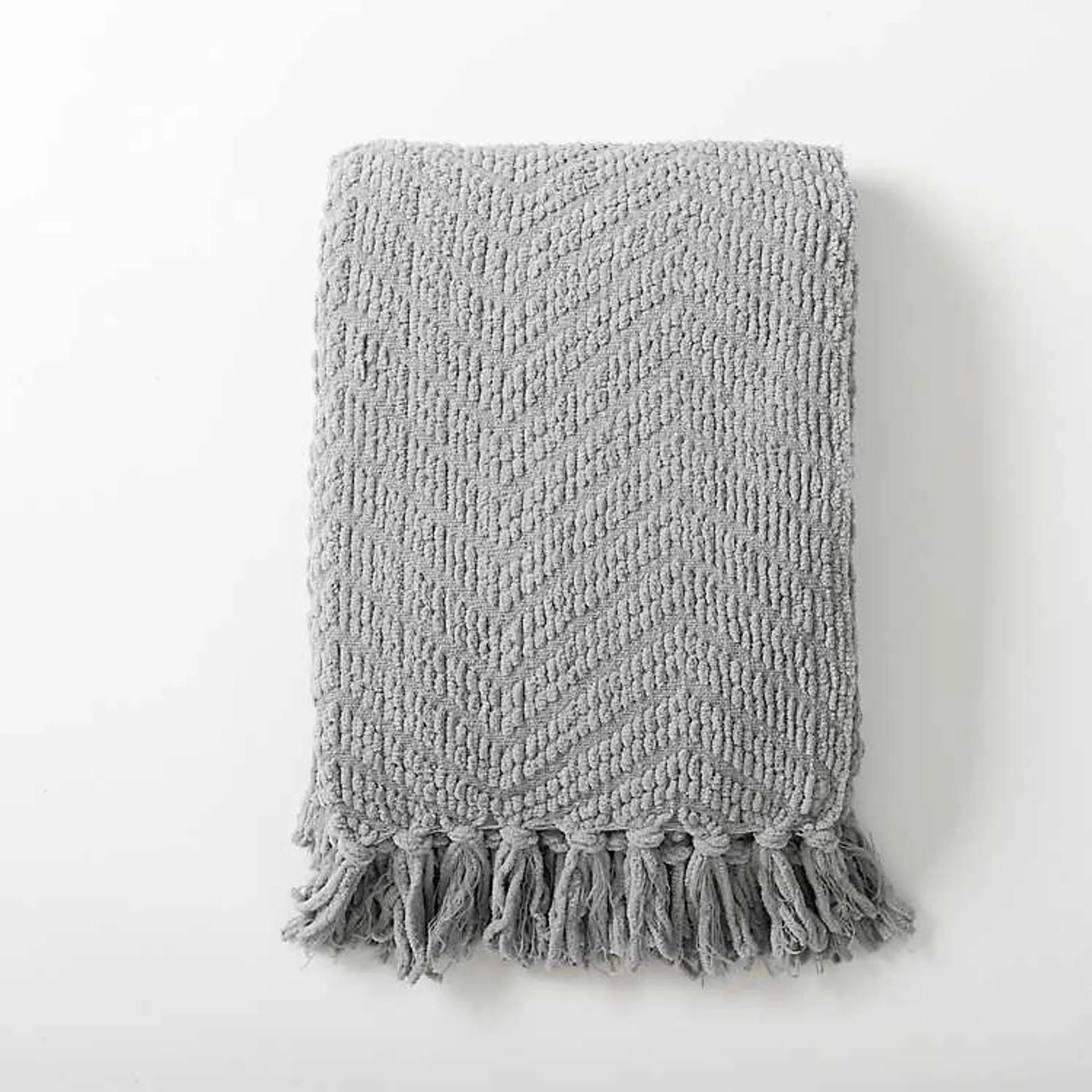 Gray Chevron Chenille Knit Throw
