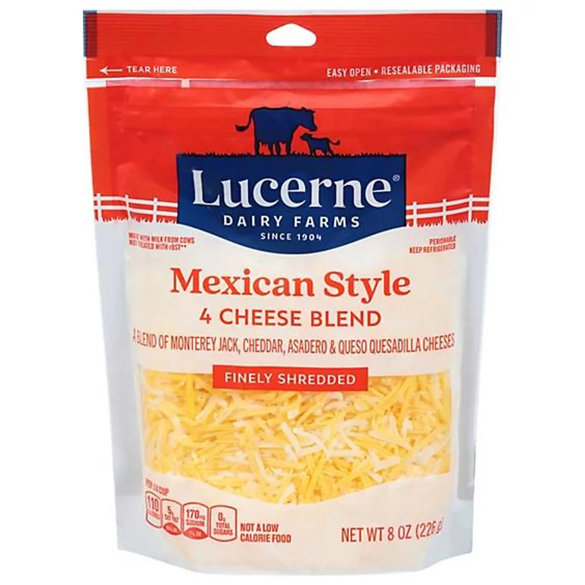 Lucerne Cheese Finely Shredded Mexican Style 4 Cheese Blend - 8 Oz