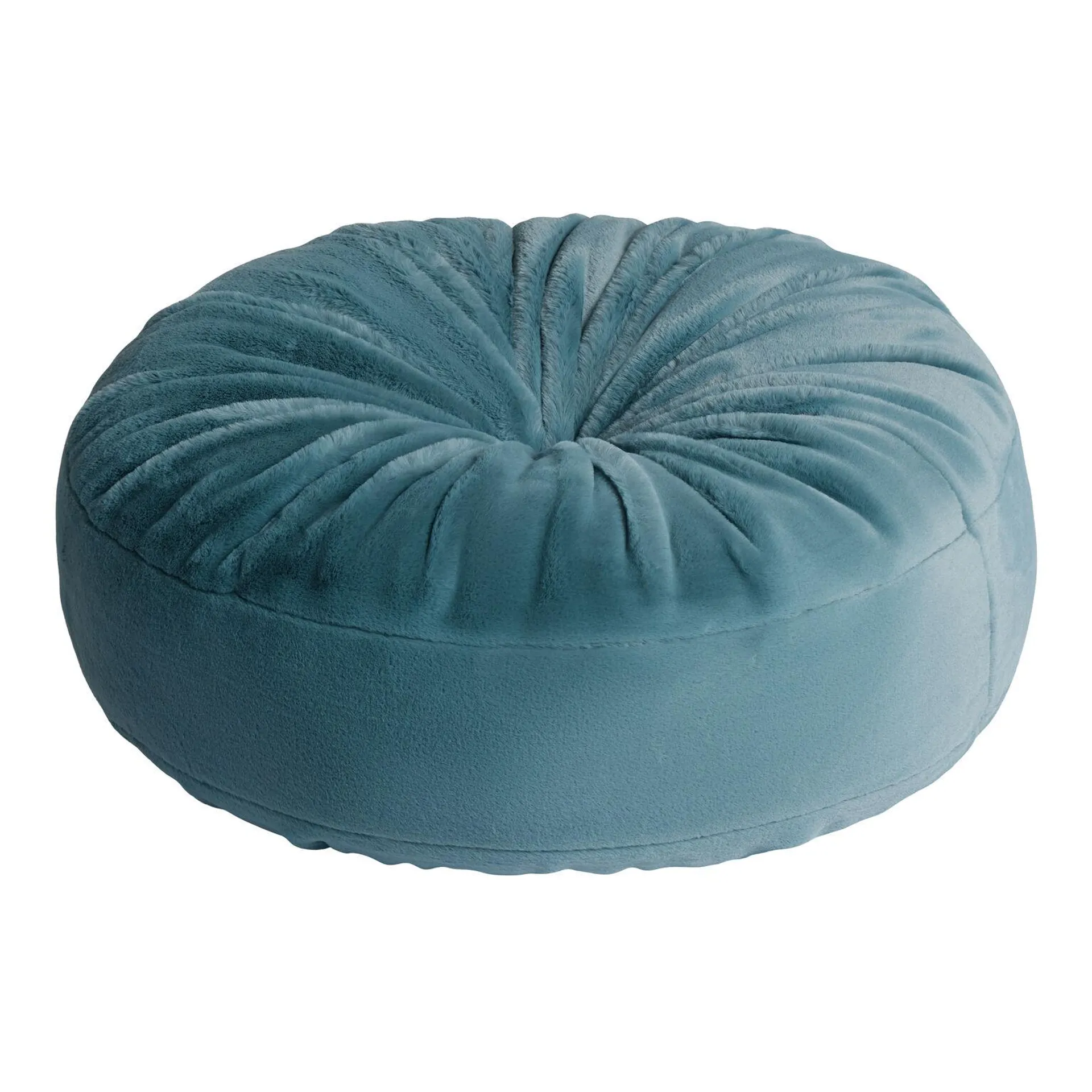 Round Fuzzy Plush Button Tufted Floor Cushion