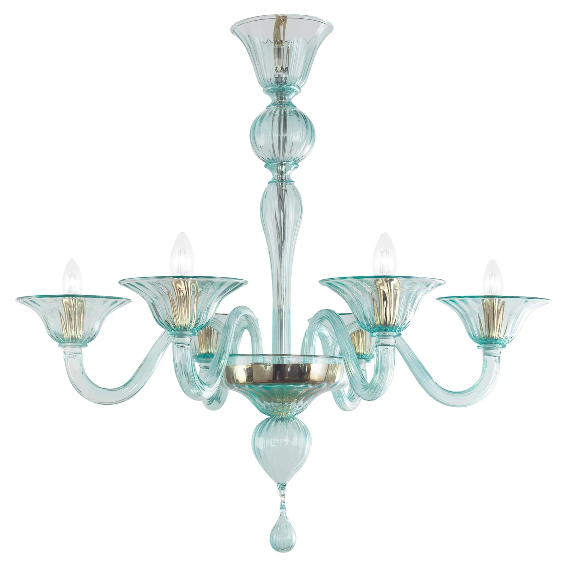 Simplicissimus Chandelier, Aqua Green Murano Glass by Multiforme